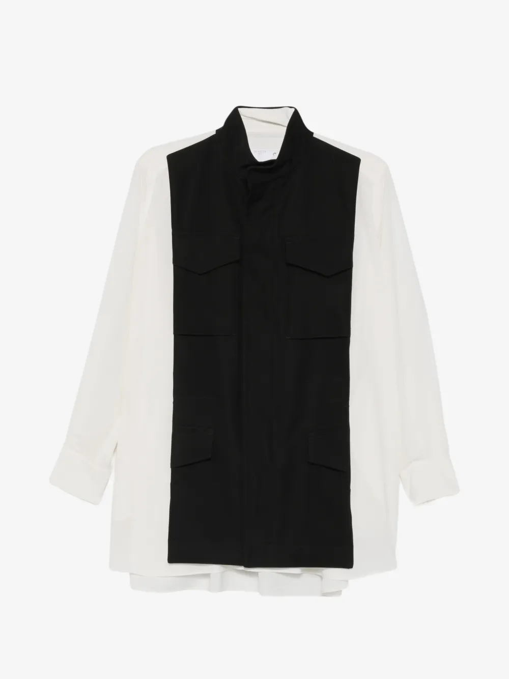 sacai layered-panel zip-up shirt