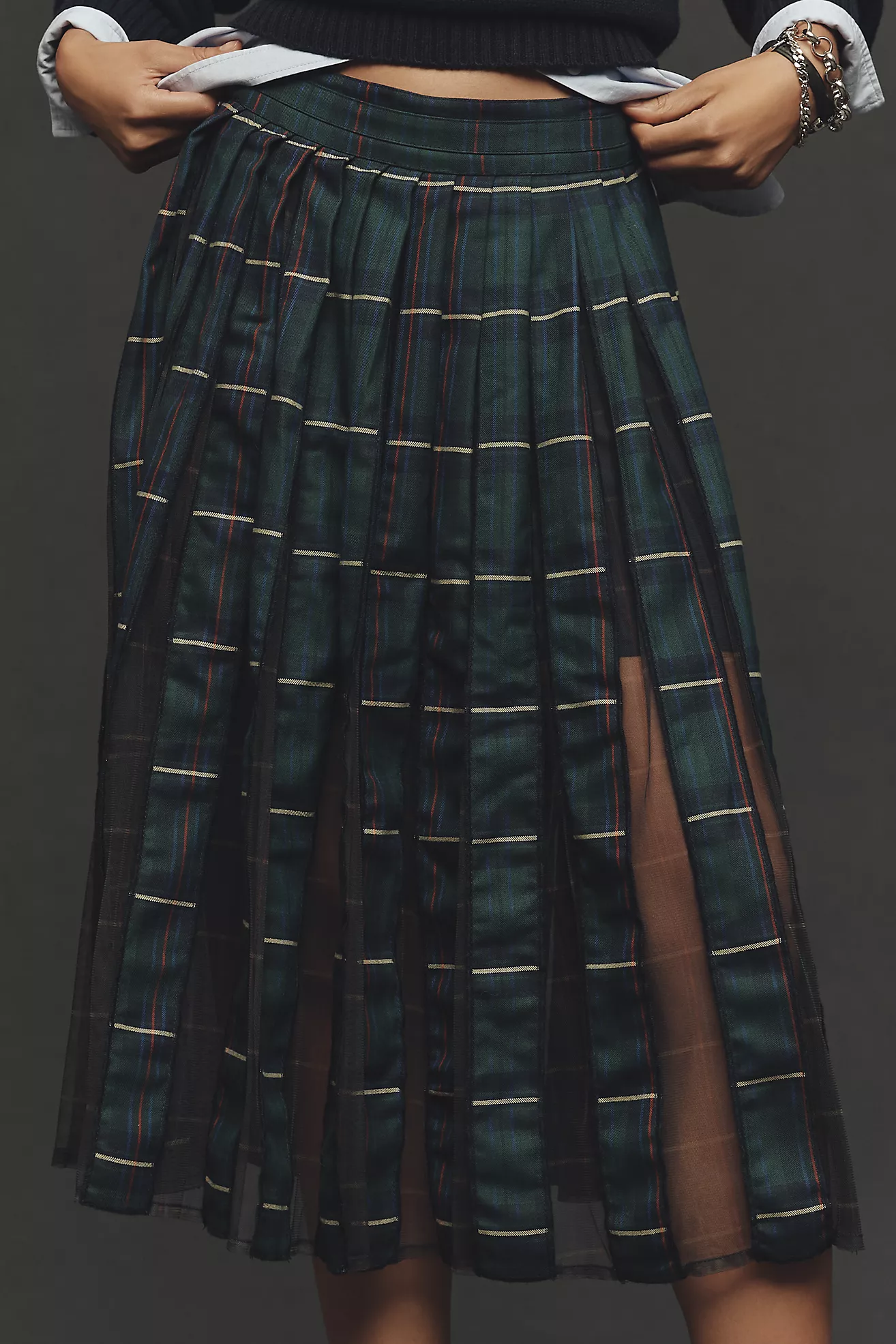Maeve Pleated Tulle Knee-Length Skirt