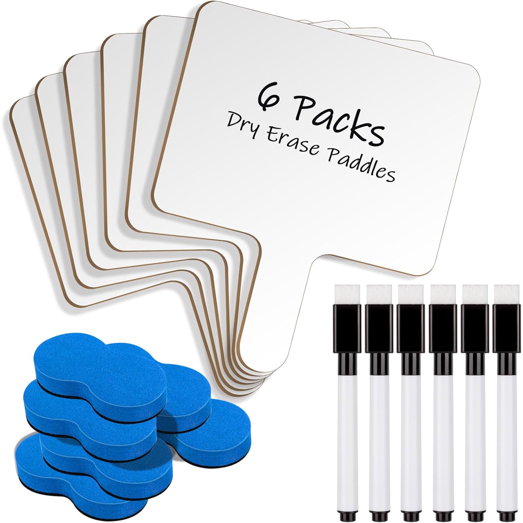 Dry Erase Paddles with Handle, 6-Pack Double Sided Answer Boards