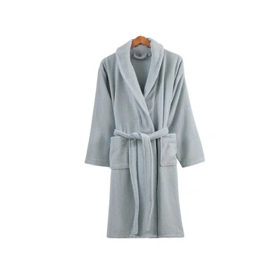 Chevron Bathrobes Turkish Cotton Terry Cloth Mid-Calf Bathrobe with Pockets