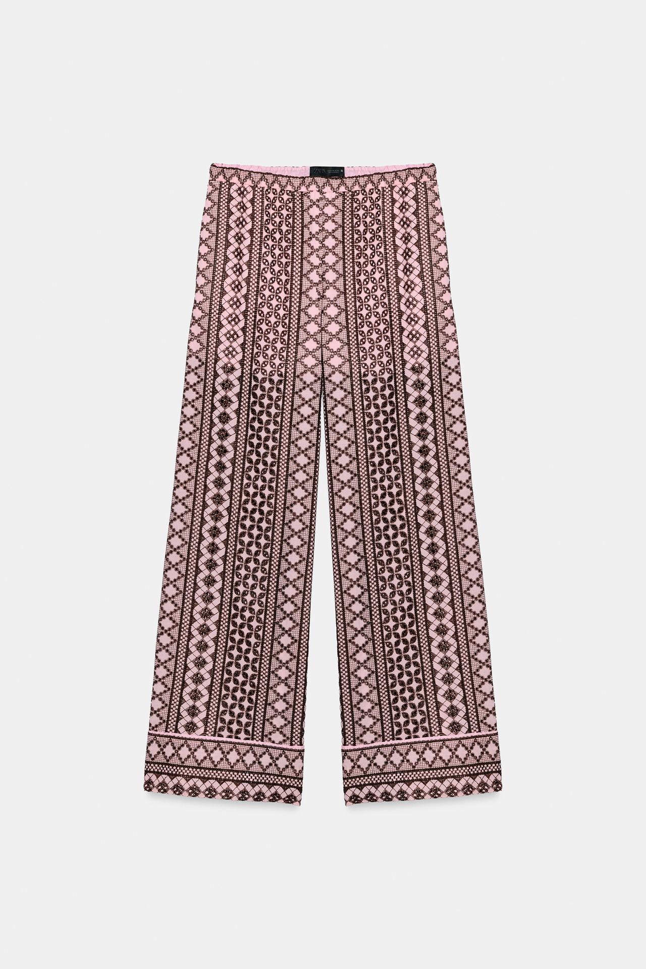 WIDE LEG PANTS WITH OPENWORK EMBROIDERY