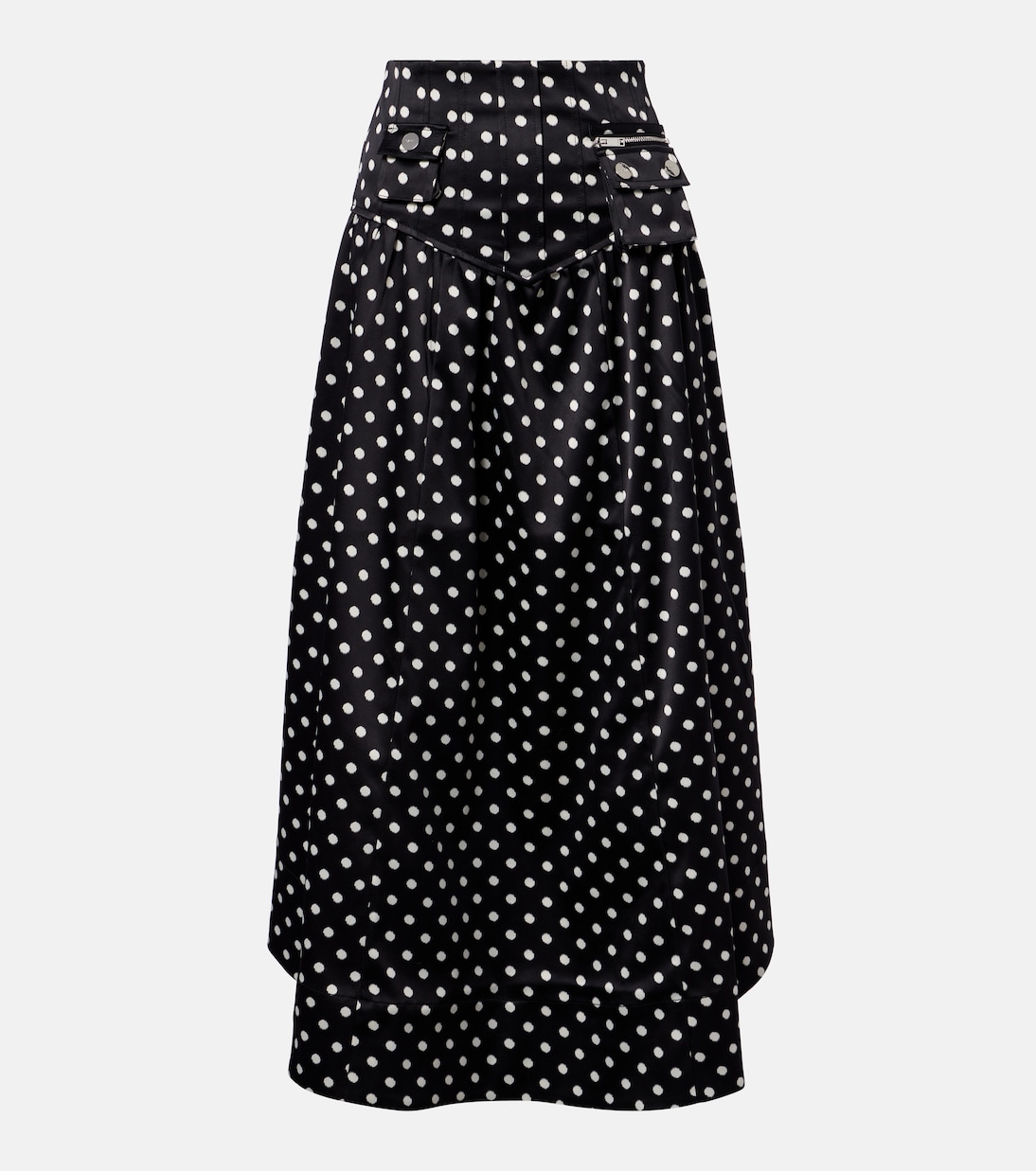 Ganni Polka-dot satin maxi skirt