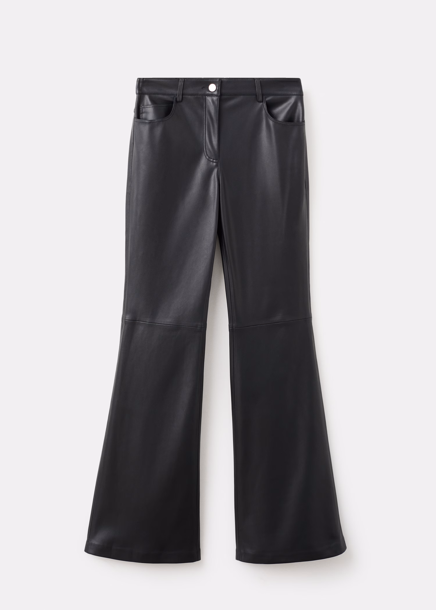 Faux-leather flared trousers