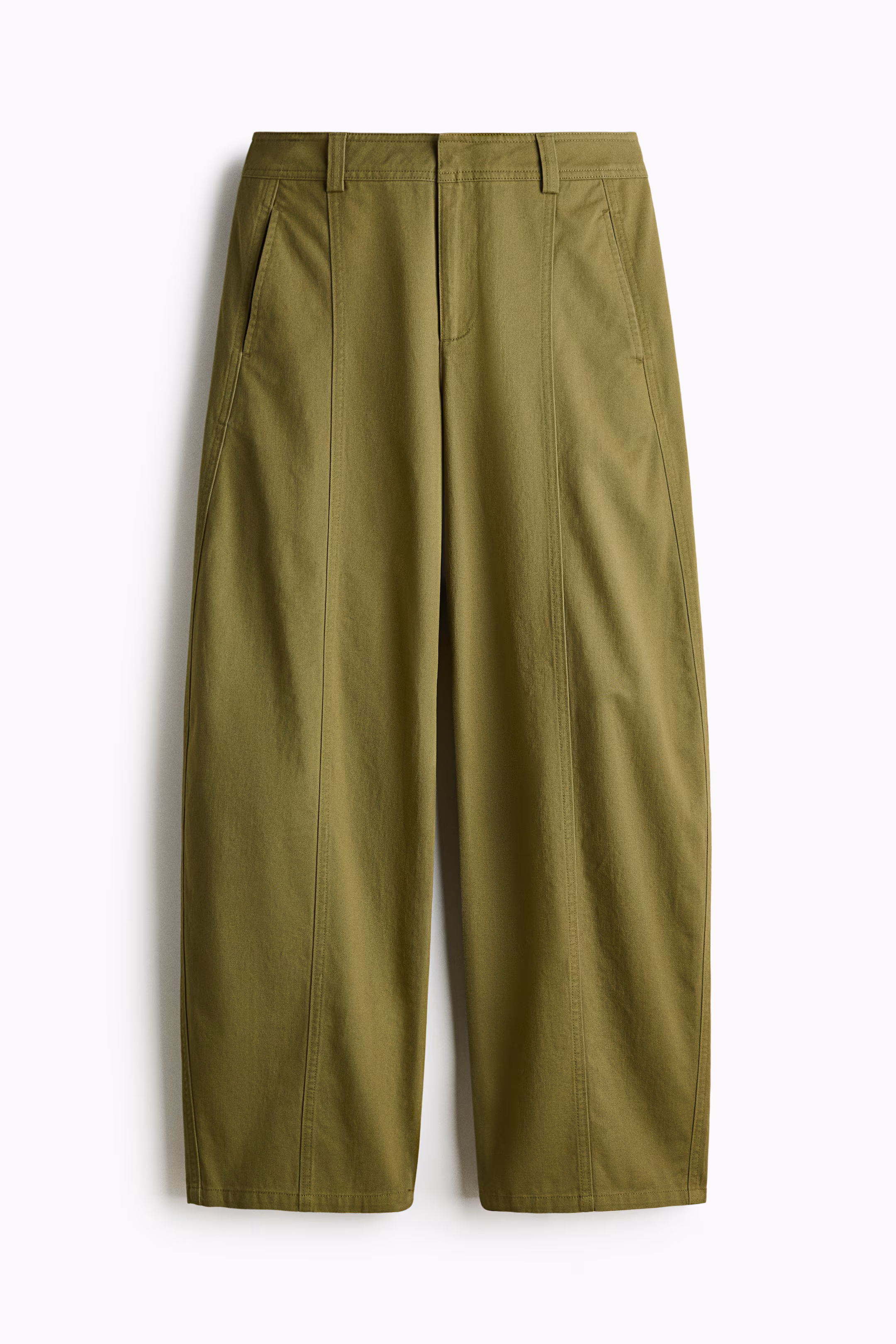 Women's Khaki green Barrel-Leg Cargo Pants
