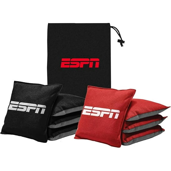 ESPN Cornhole Bags Set, 6” x 6” Regulation Size Cornhole Bags with Travel Case, Set of 8