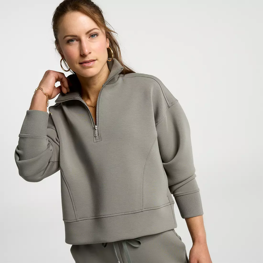 CALIA Women's Soft Scuba Mock Neck 1/4 Zip