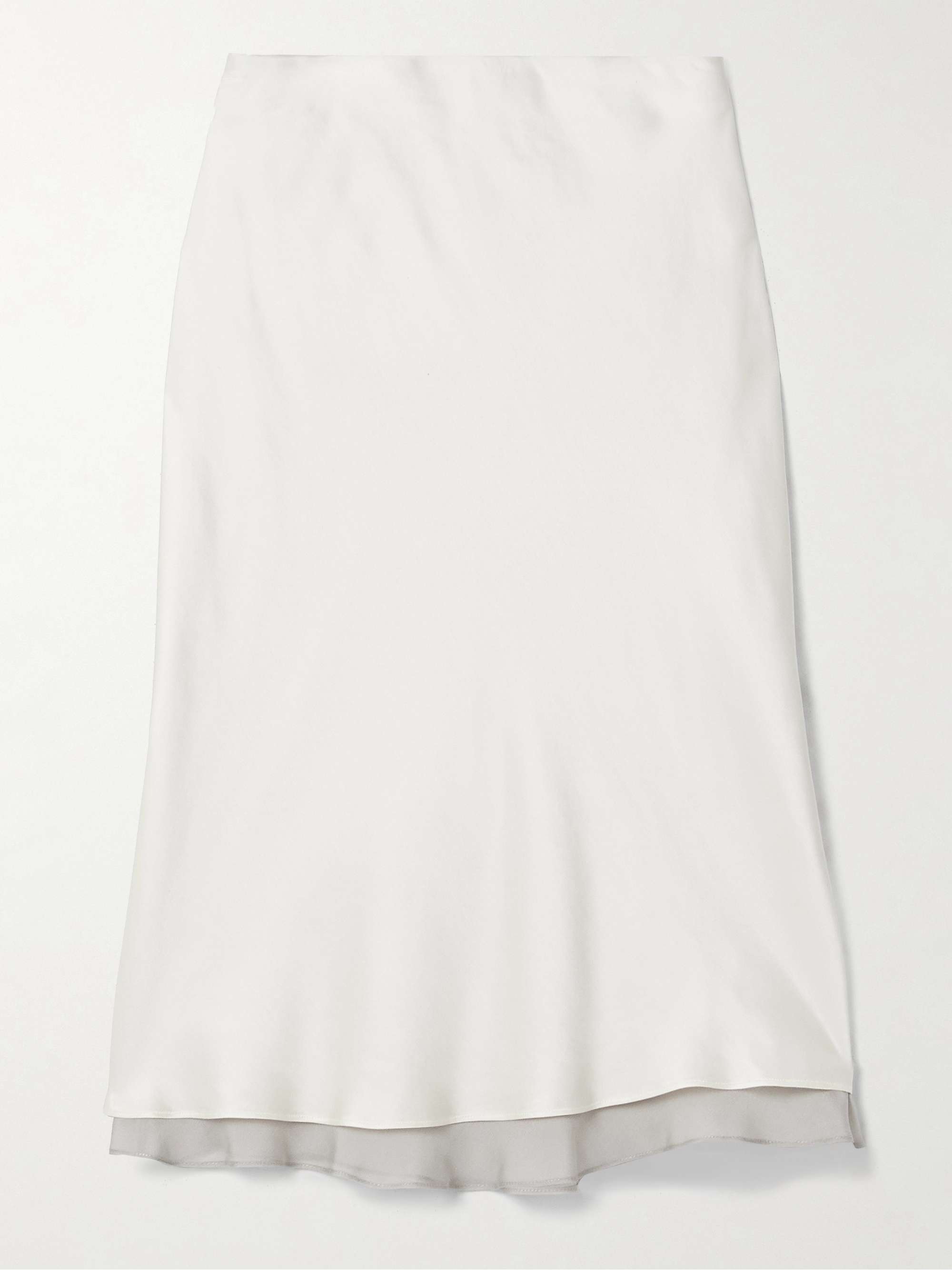 KALLMEYER Nola silk chiffon-trimmed satin midi skirt