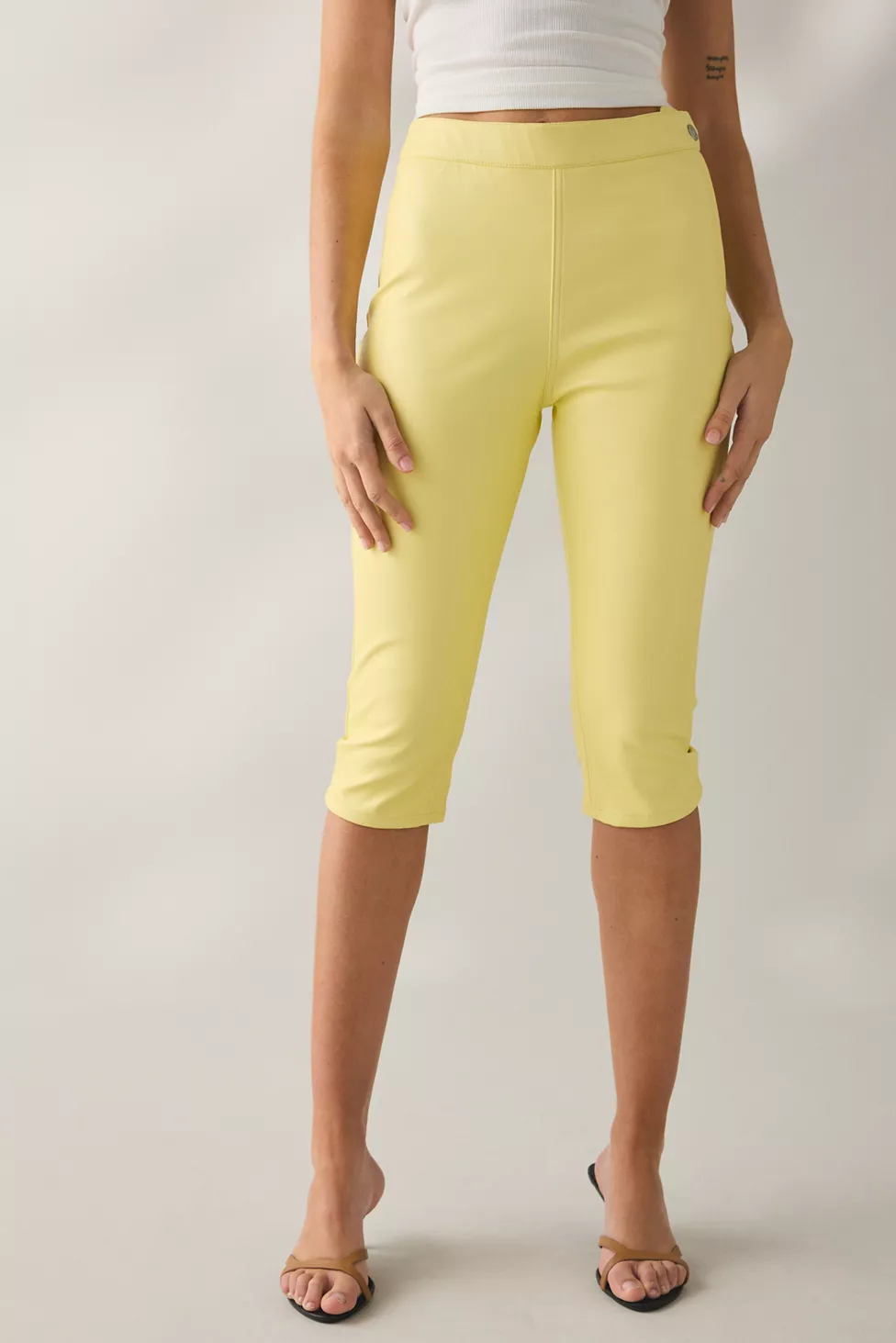 AFRM Calla Lemon Meringue Faux Leather Capri