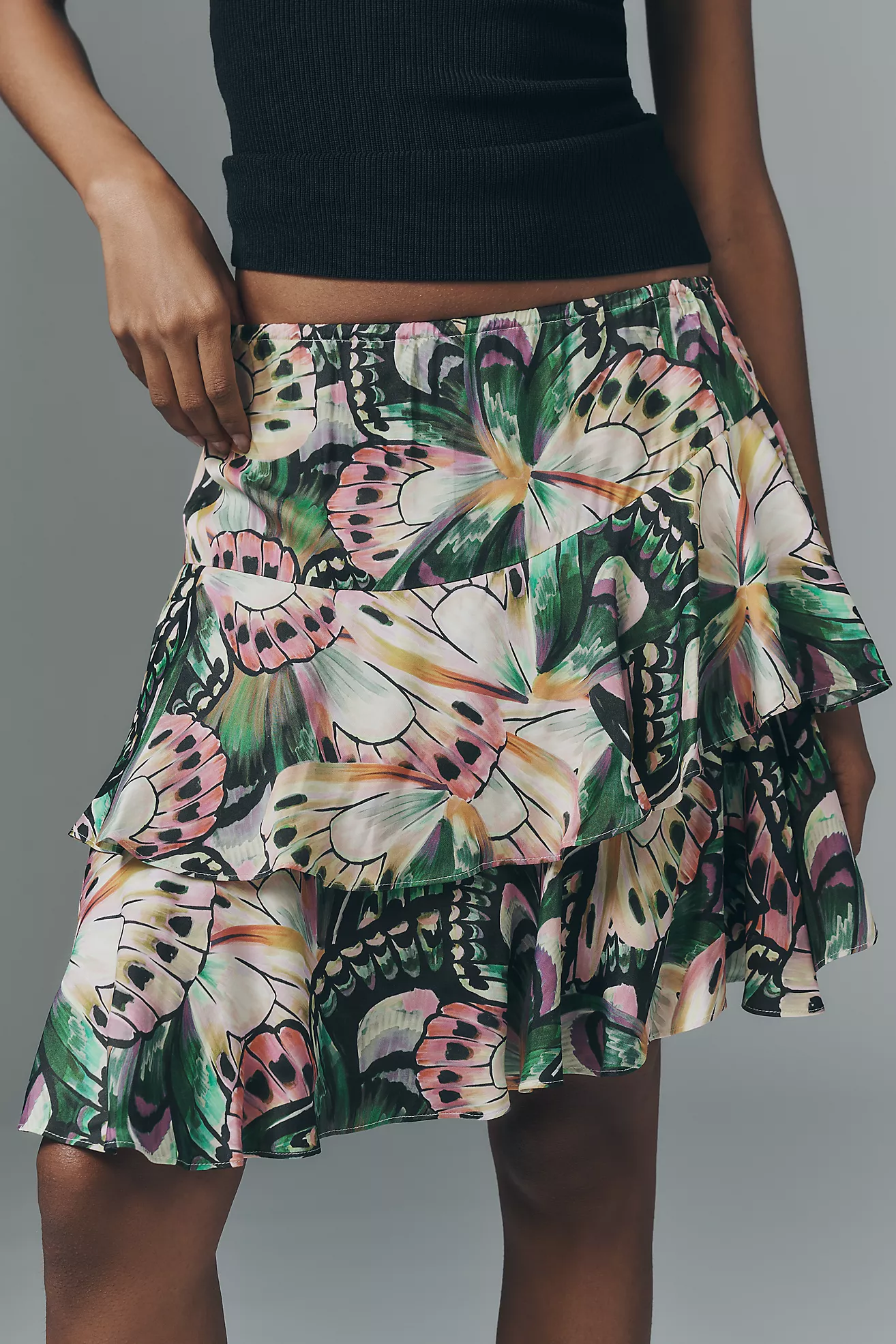Farm Rio Asymmetric Ruffle Mini Skirt