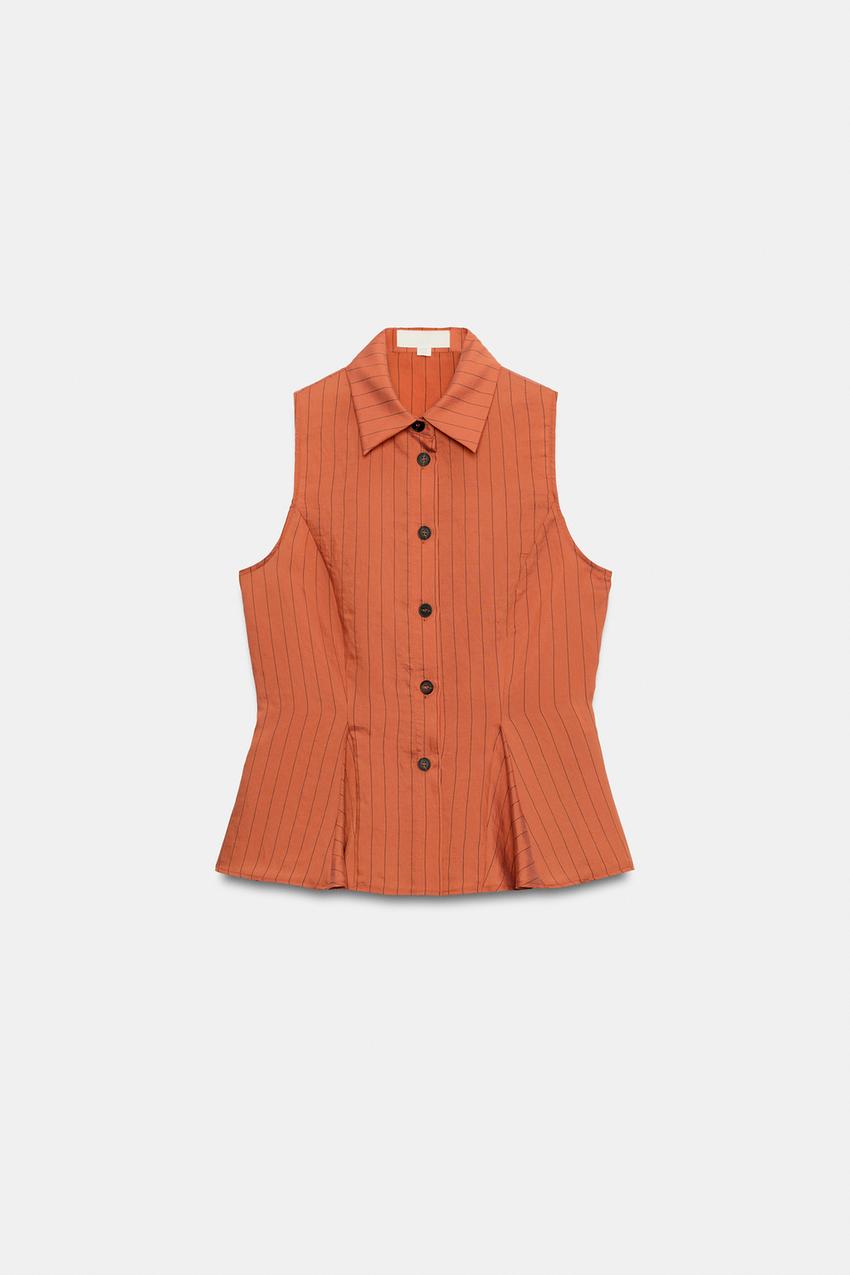 STRIPED PEPLUM VEST
