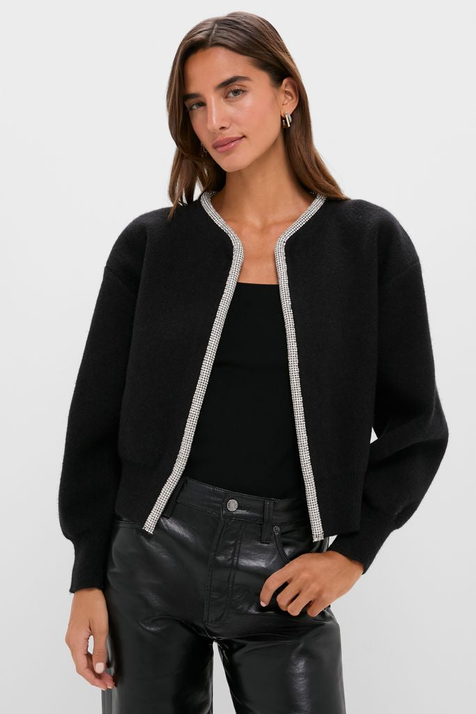 Black Sequin Trim Naomi Cardigan