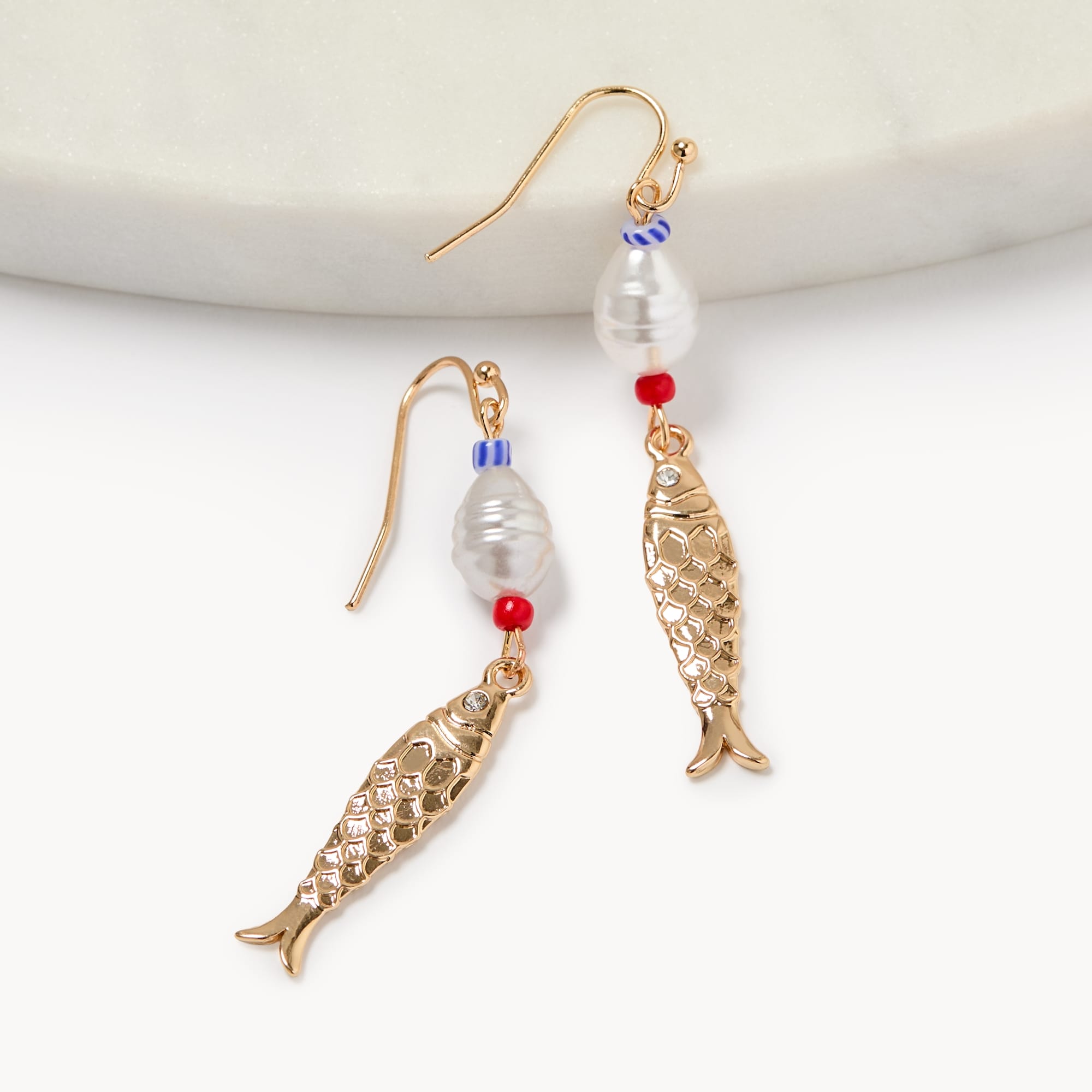Pearl Fish Drop Earrings