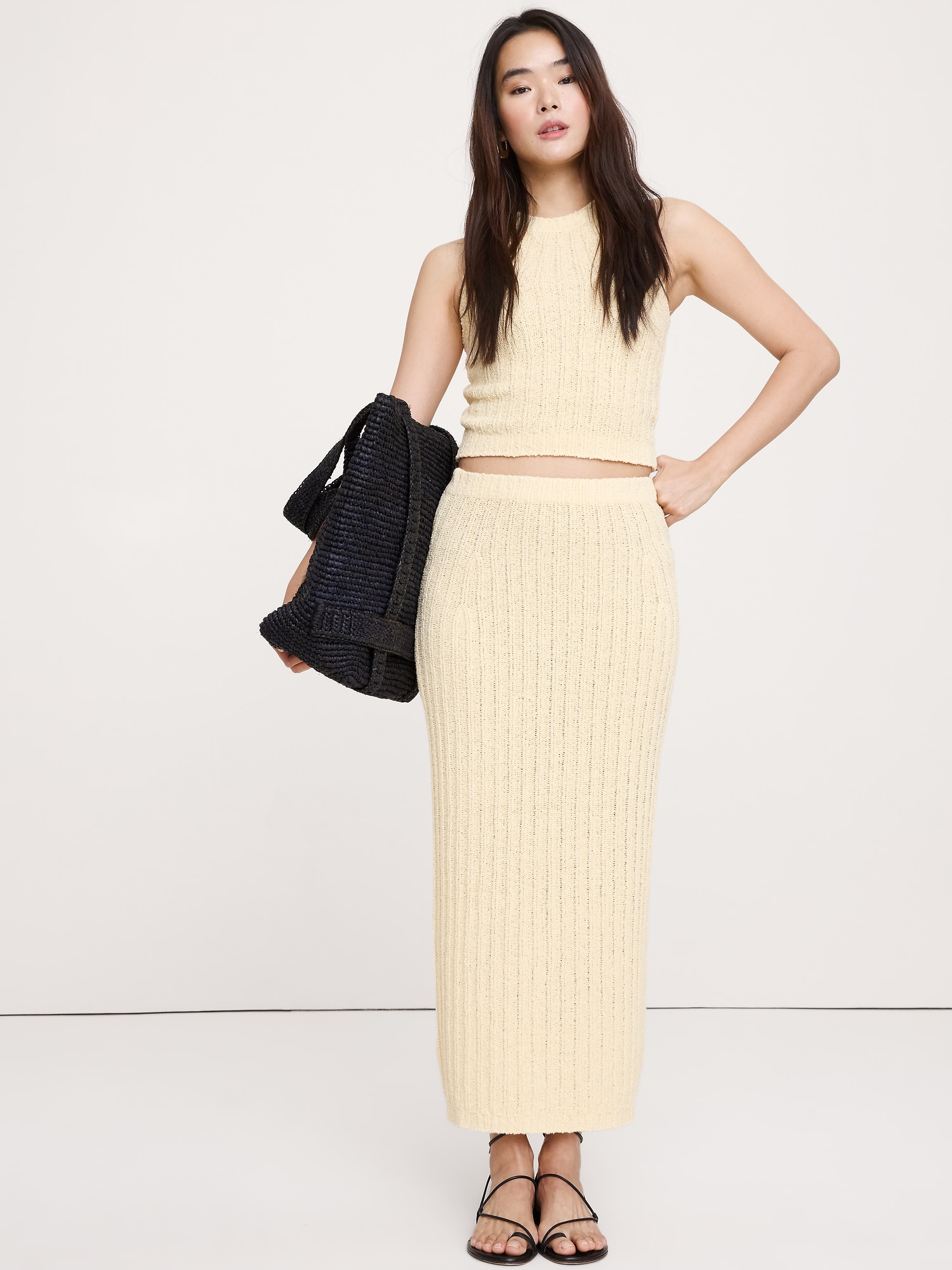 Bouclé Cotton Sweater Skirt