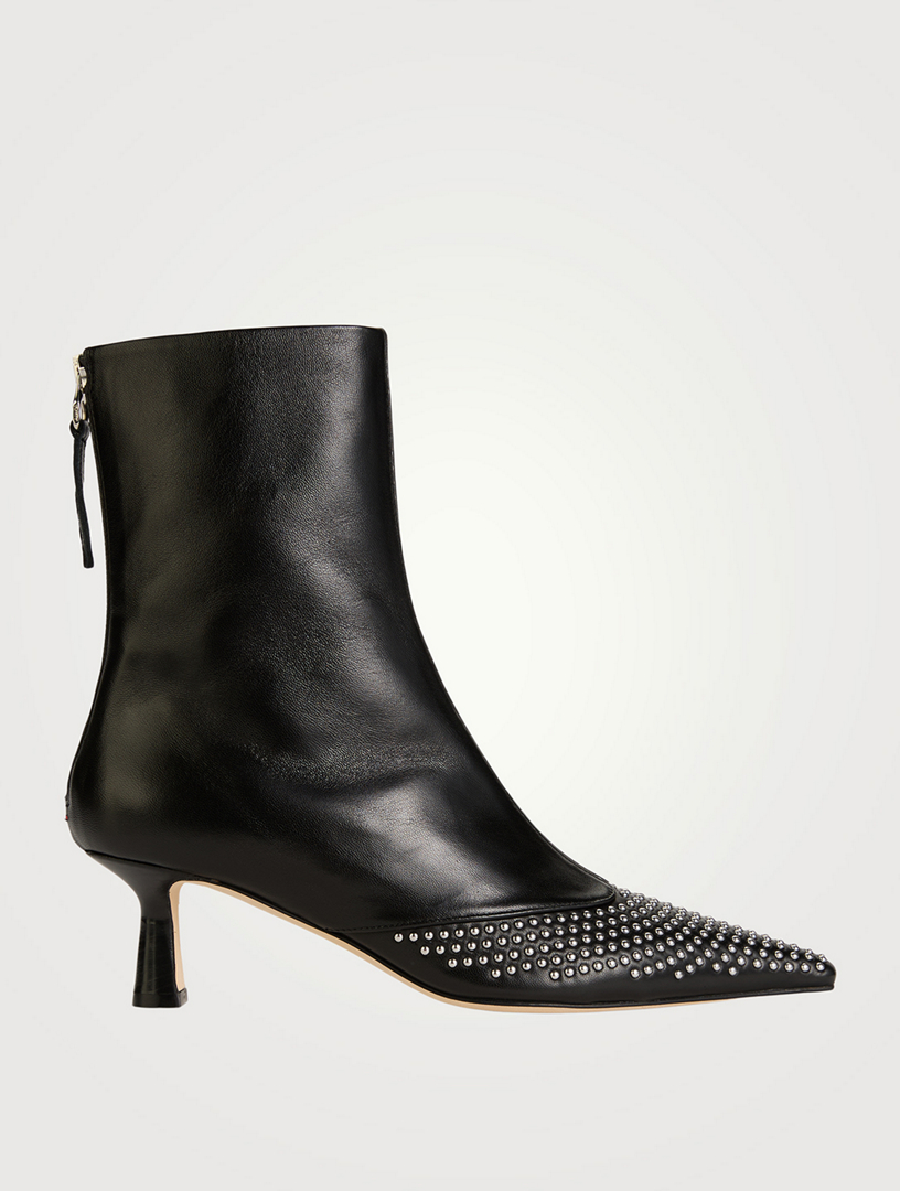 Sila Embellished Leather Ankle Boots
