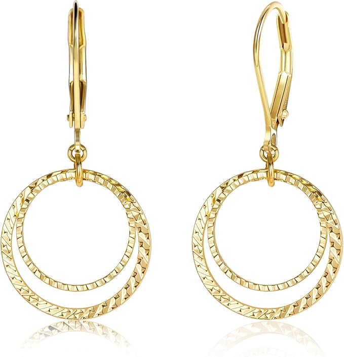 Sterling Silver Circle Leverback Earrings