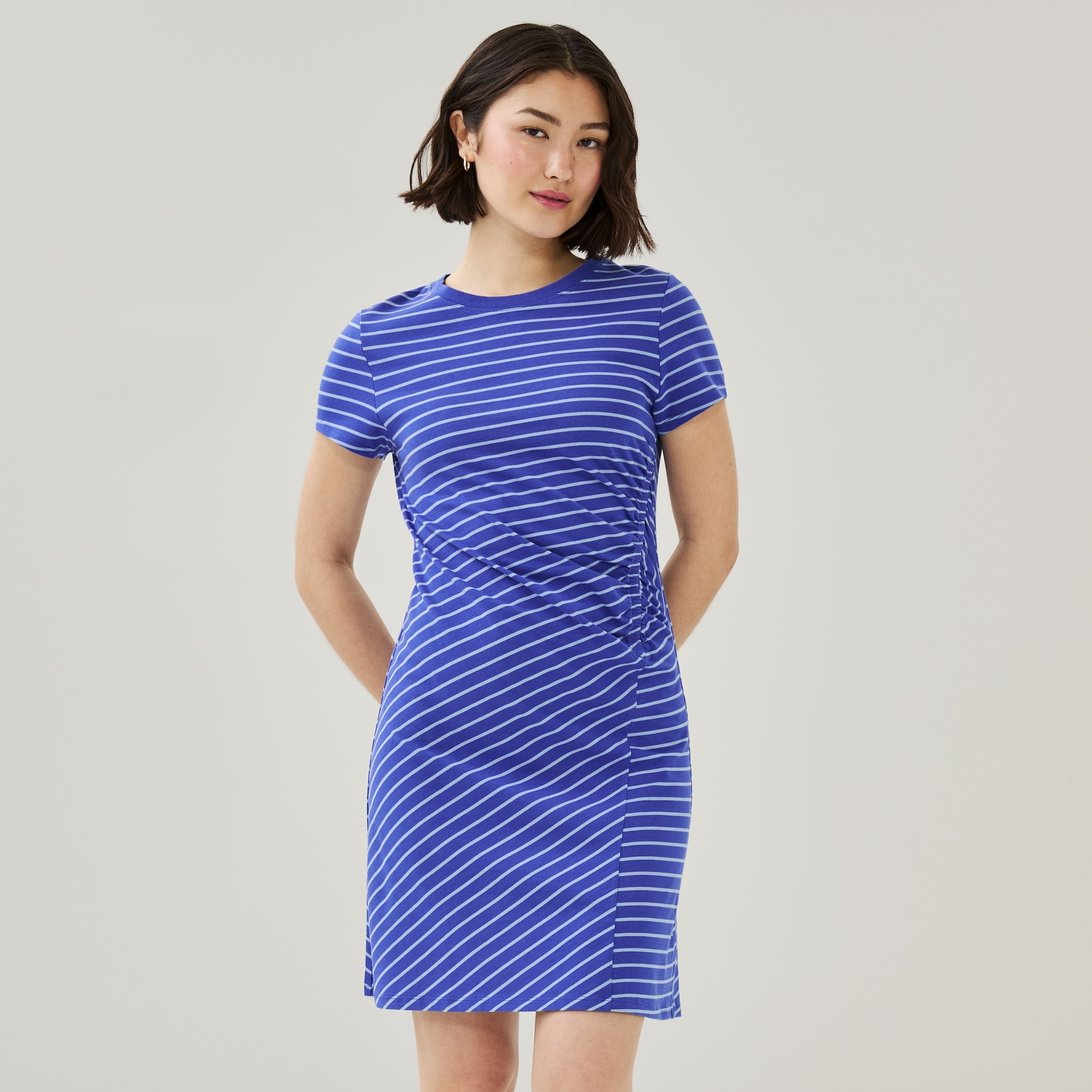 Striped Ruched T-Shirt Dress