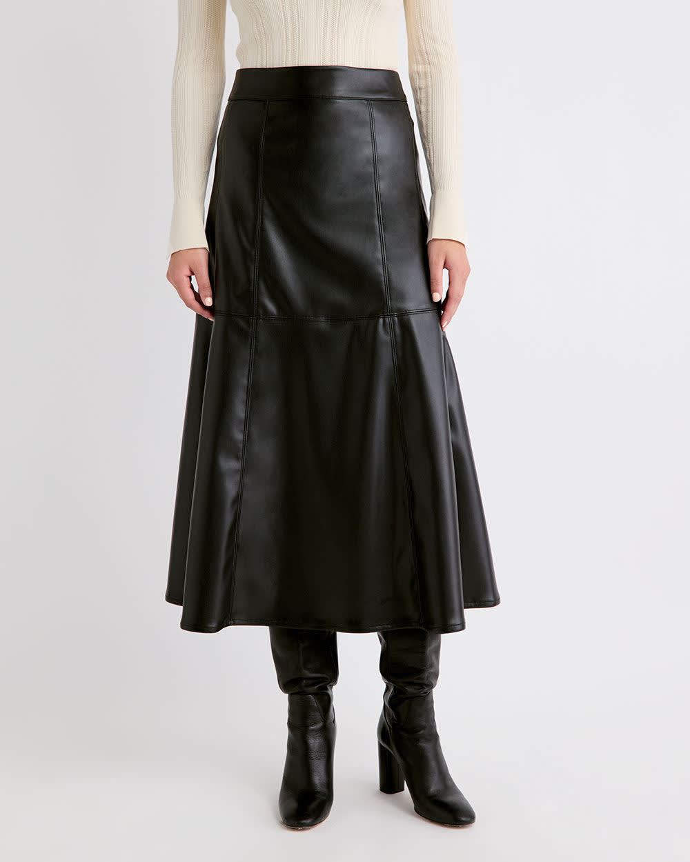 Ultra-High-Rise Faux-Leather Midi Skirt