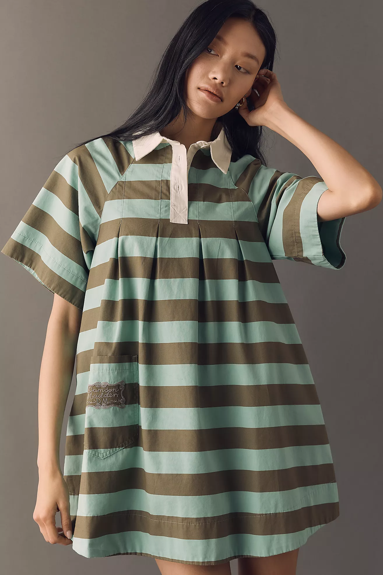 Damson Madder Maggie Cotton Stripe Mini Dress