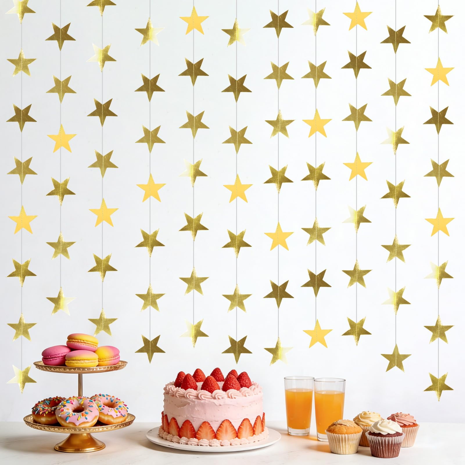 6 Pack 13ft Gold Star Garland Banner Double Side Twinkle Streamers