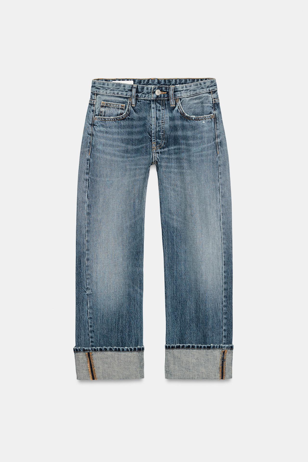 TRF MID-RISE FOLD-UP STRAIGHT LEG JEANS