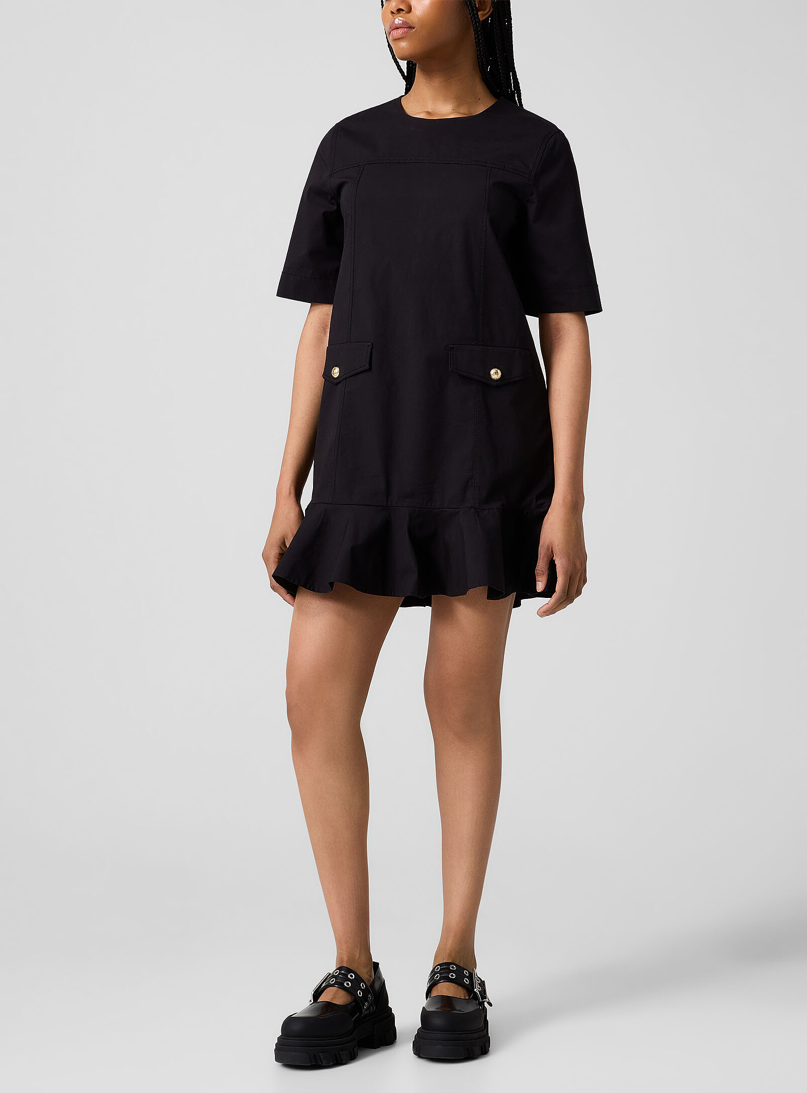 Ruffled stretch cotton minidress