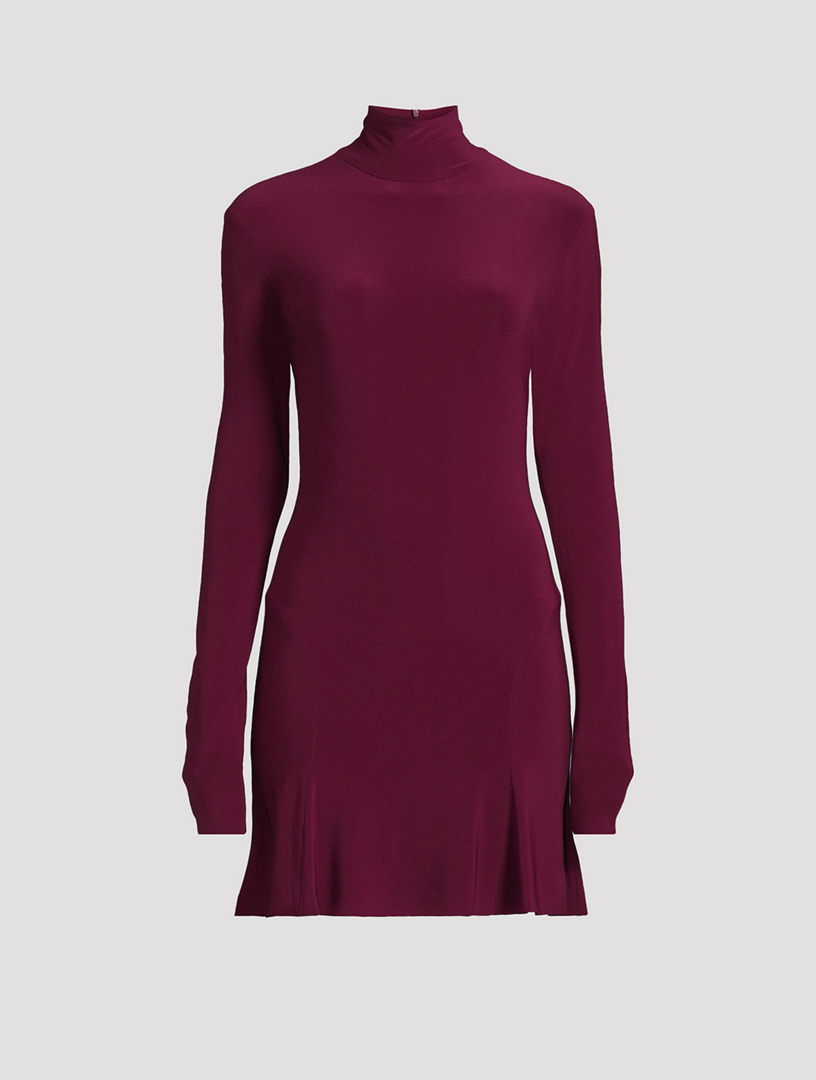 Long-Sleeve Turtleneck Fishtail Mini Dress
