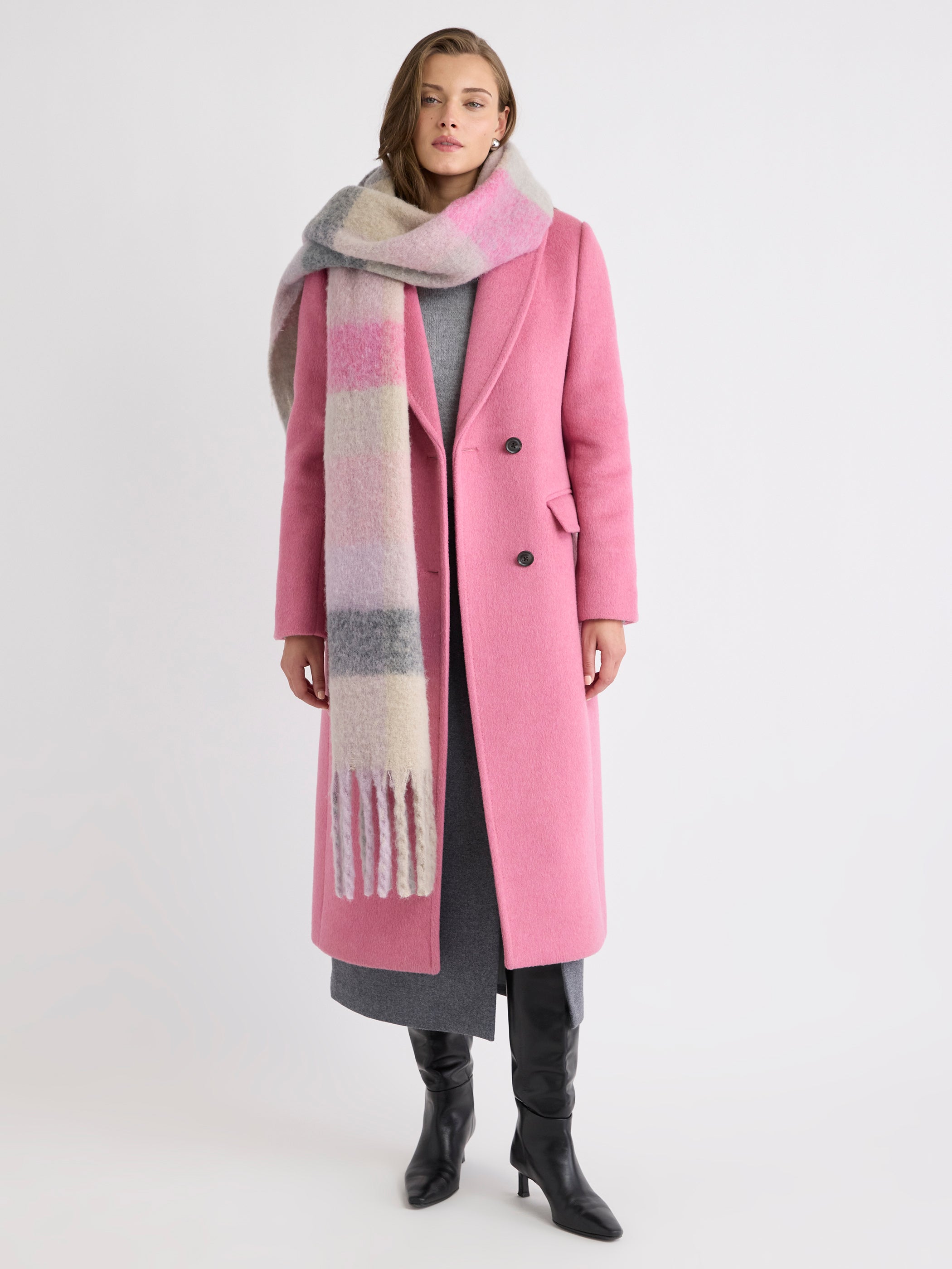 Wool-Blend Long Double-Breasted Coat