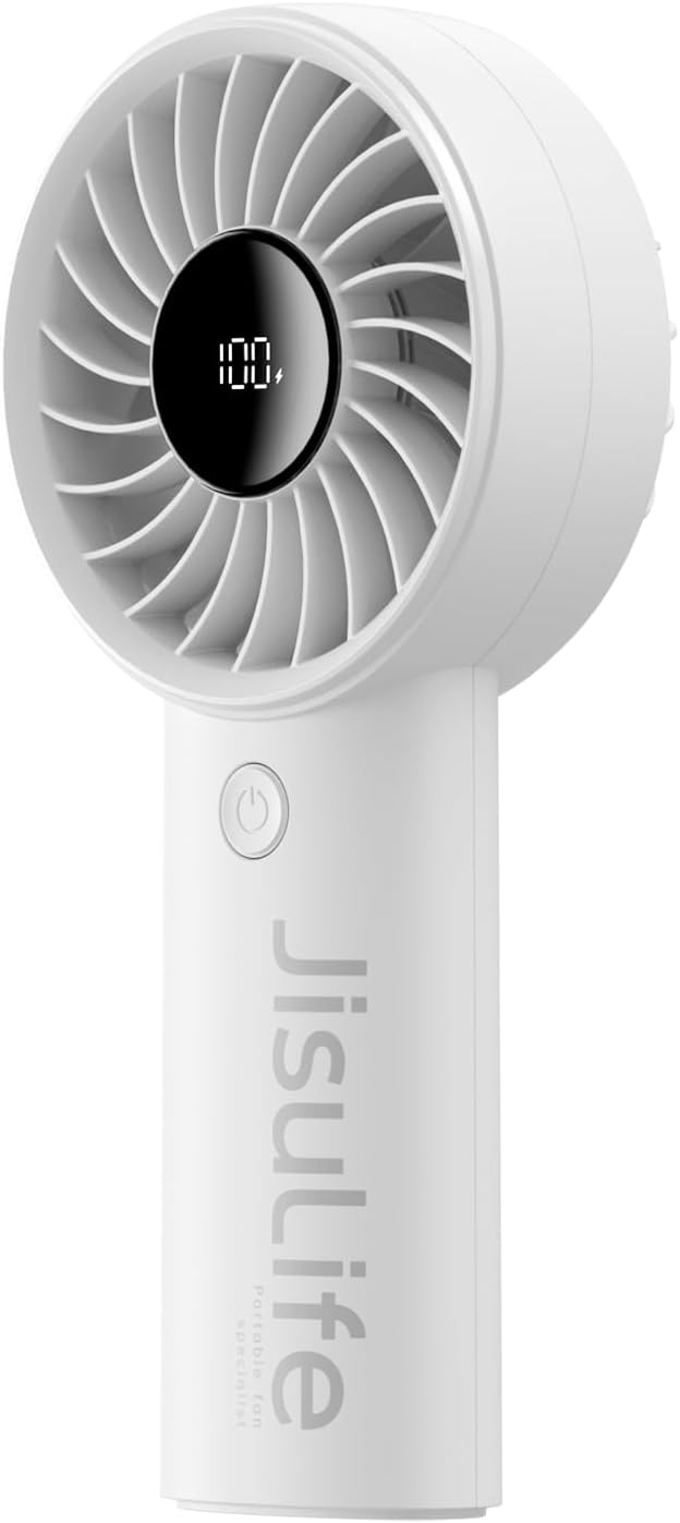 Ventilateur portable à main avec moteur puissant, affichage LED, batterie de 3600mAh, 5 vitesses de vent