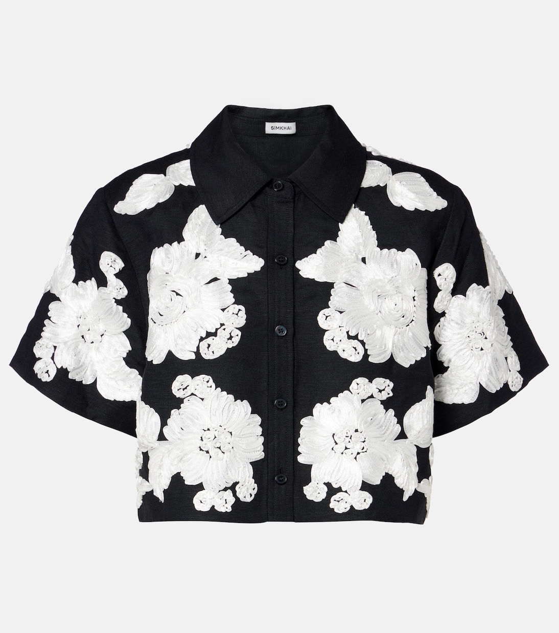 Callie embroidered linen-blend shirt