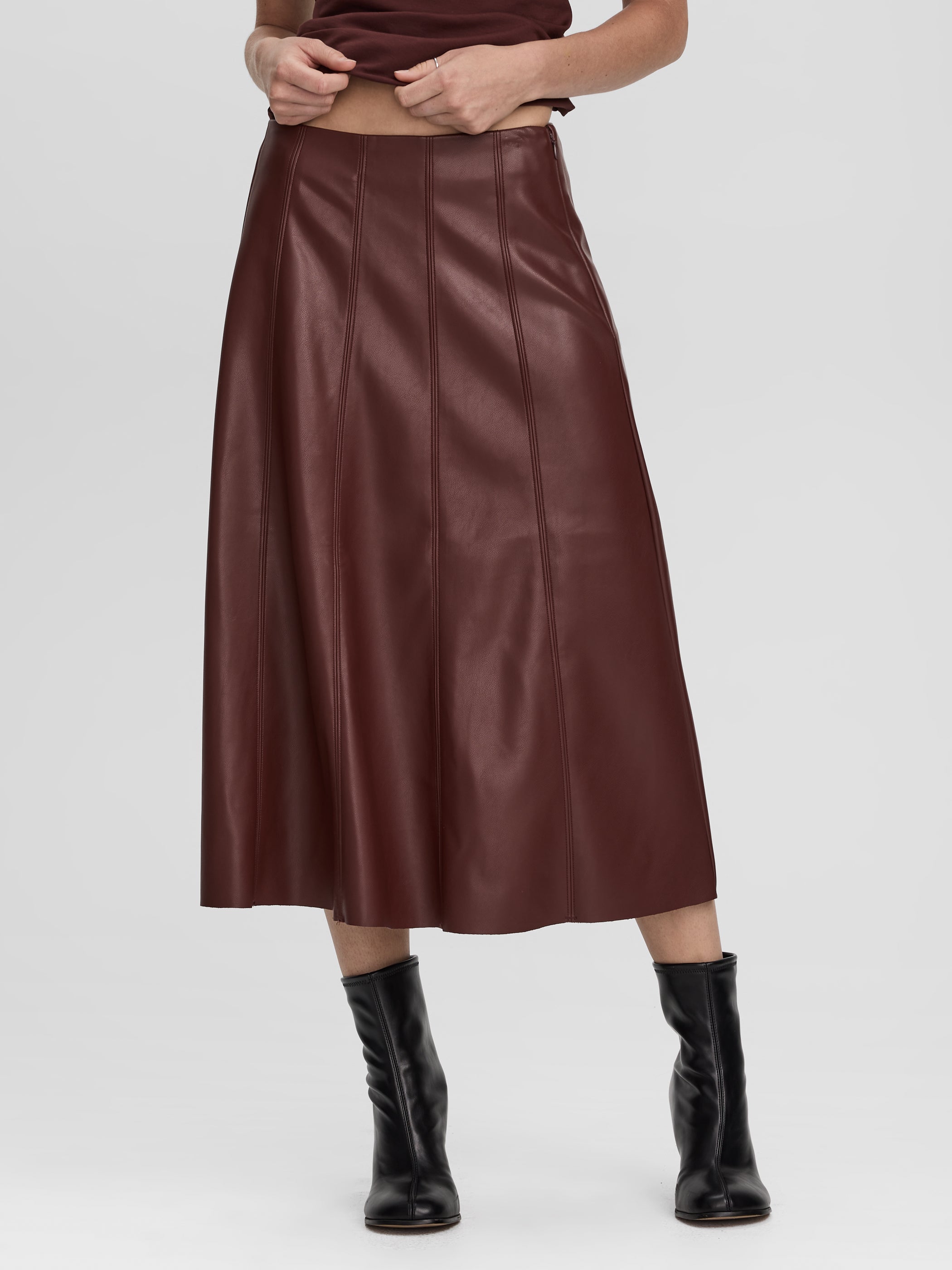 Women’s Faux Leather Midi Skirt