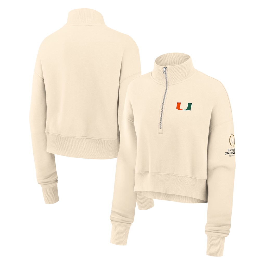 Miami Hurricanes Women's College Football Playoff 2026 National Championship Game Phoenix Cropped Quarter-Zip Pullover