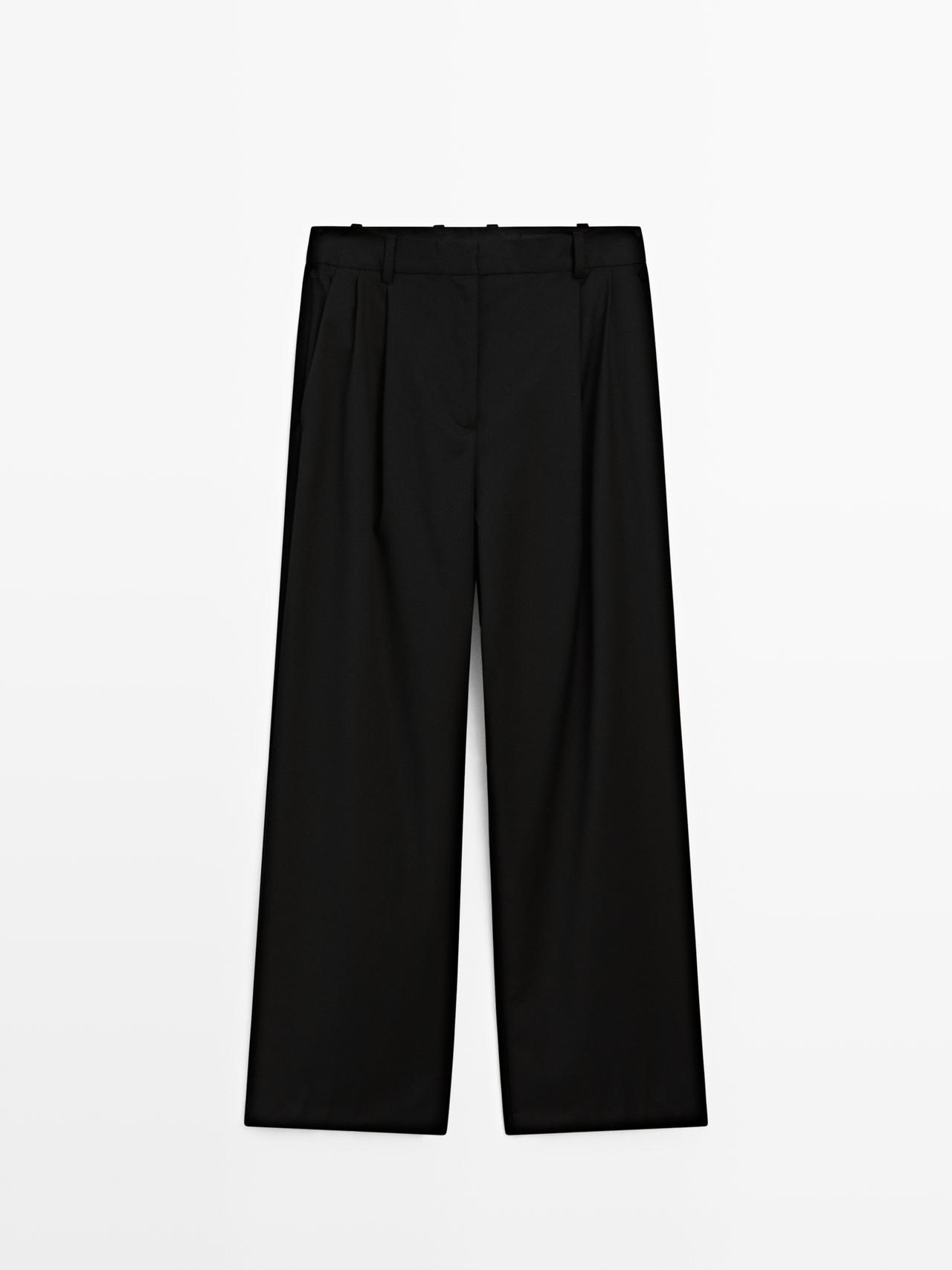 Extra fine wool pleated pants