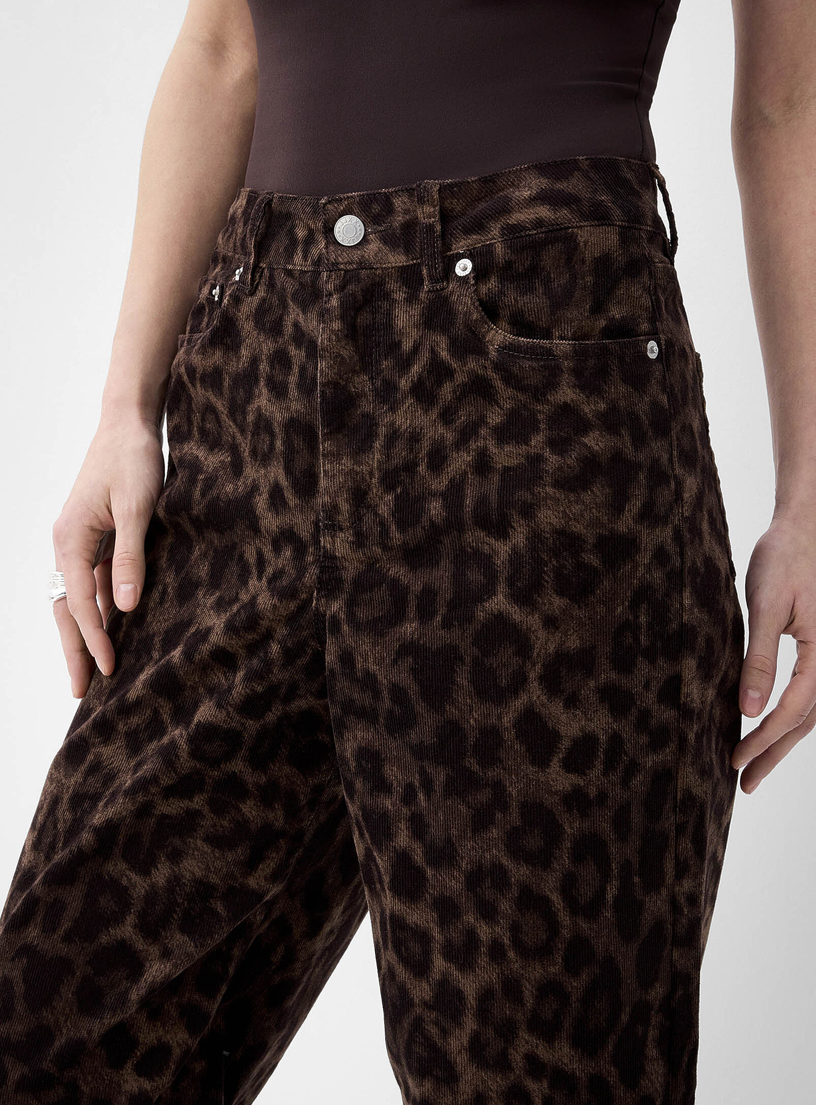 Gelly leopard-print corduroy wide-leg pant