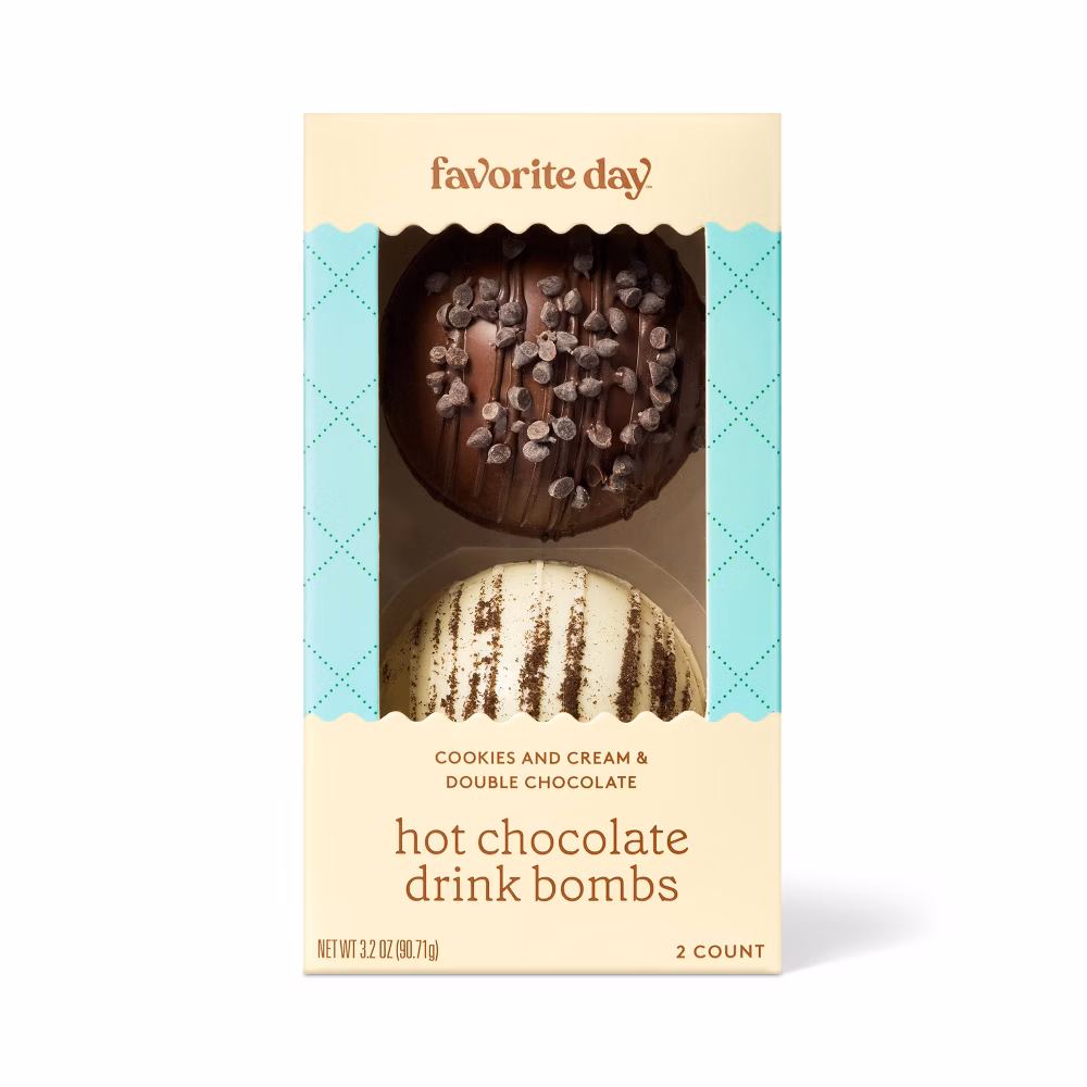 Favorite Day Hot Chocolate Bombs White with Cookies & Double Chocolate - 2ct