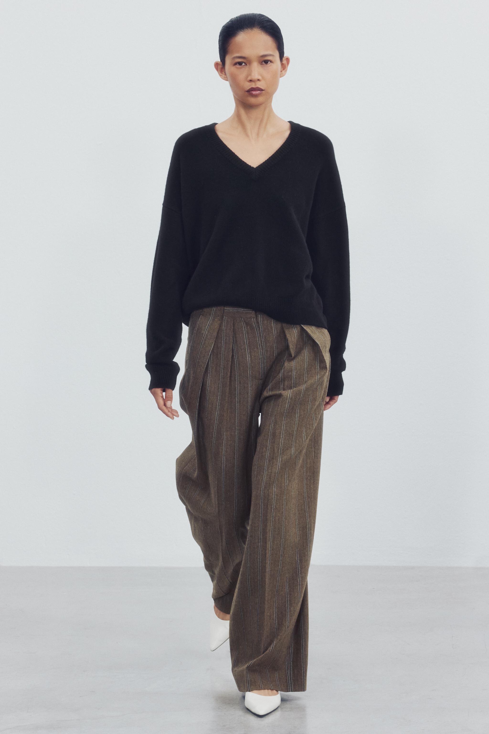 ZW COLLECTION STRIPED HERRINGBONE PANTS
