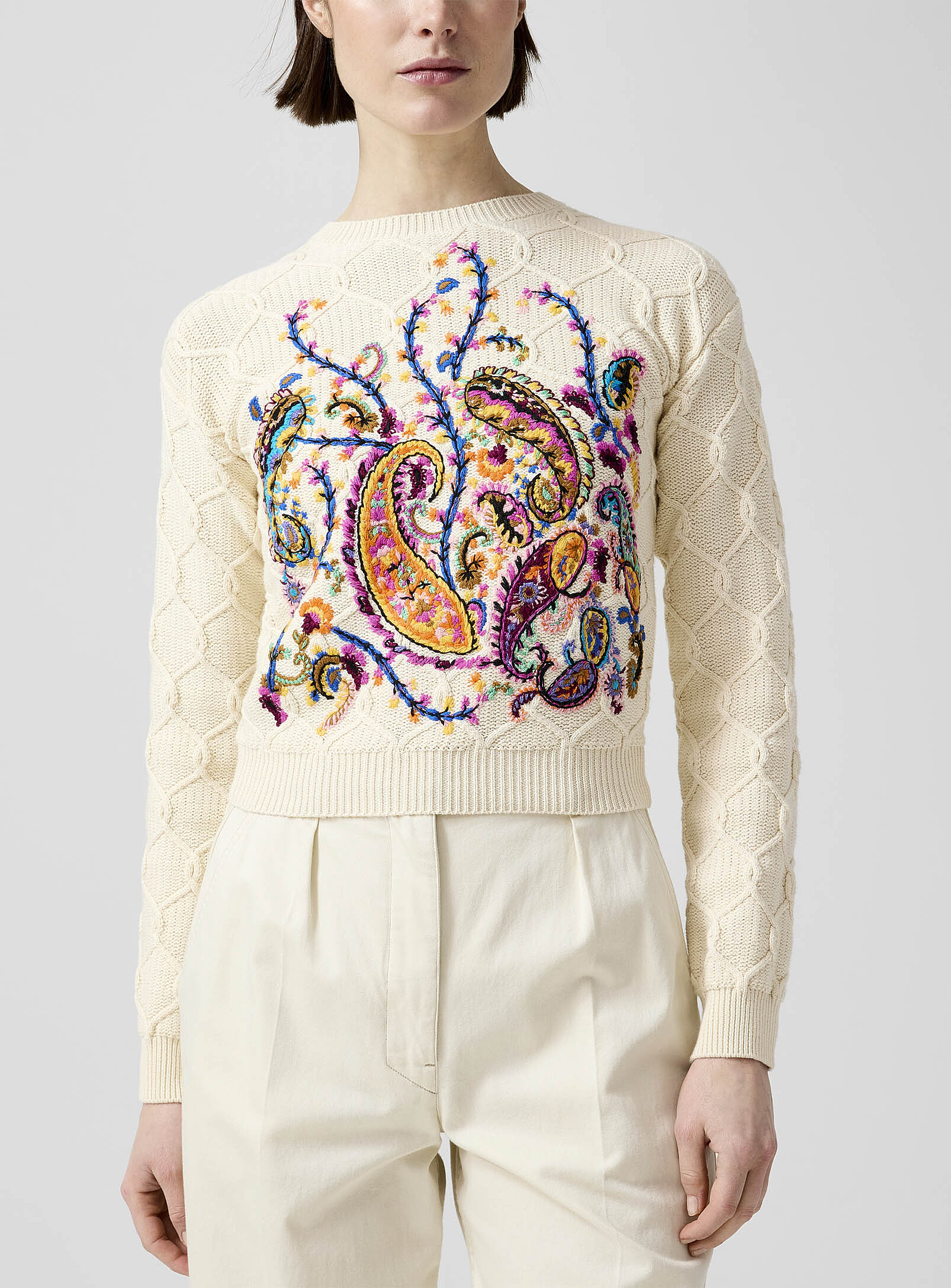 Pure cotton paisley embroidery shirt