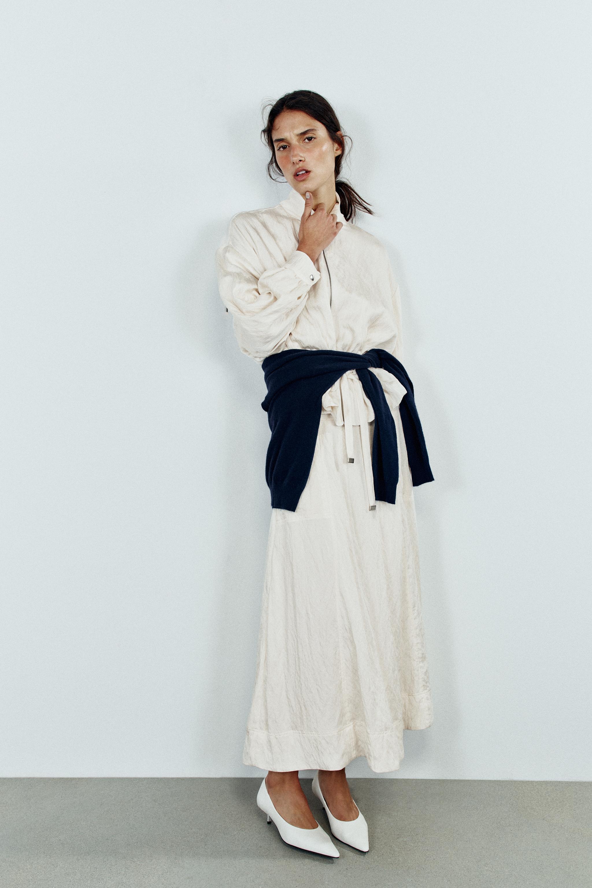 CRUMPLED EFFECT DRAWSTRING BOMBER JACKET