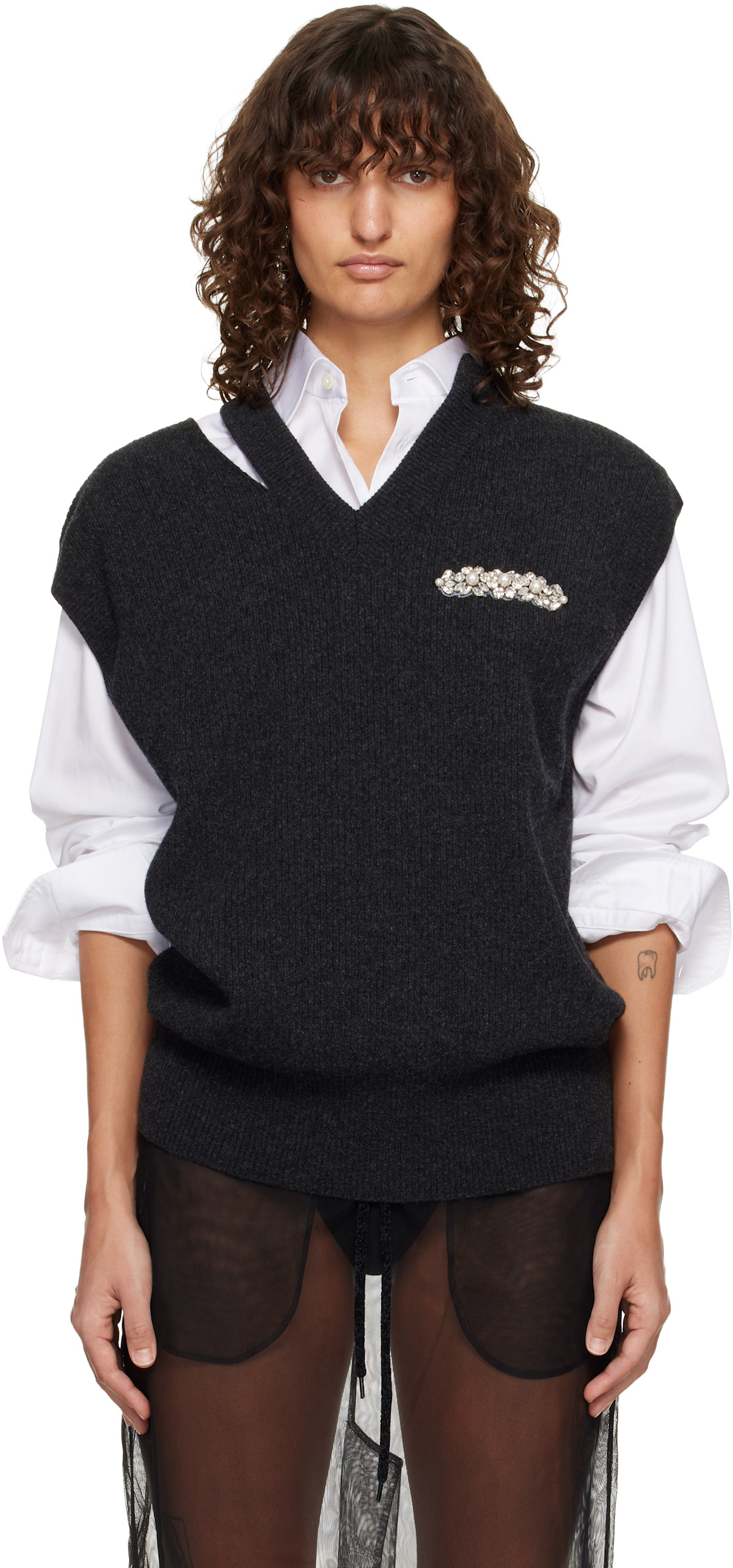 Gray Merino Seam Bite Vest