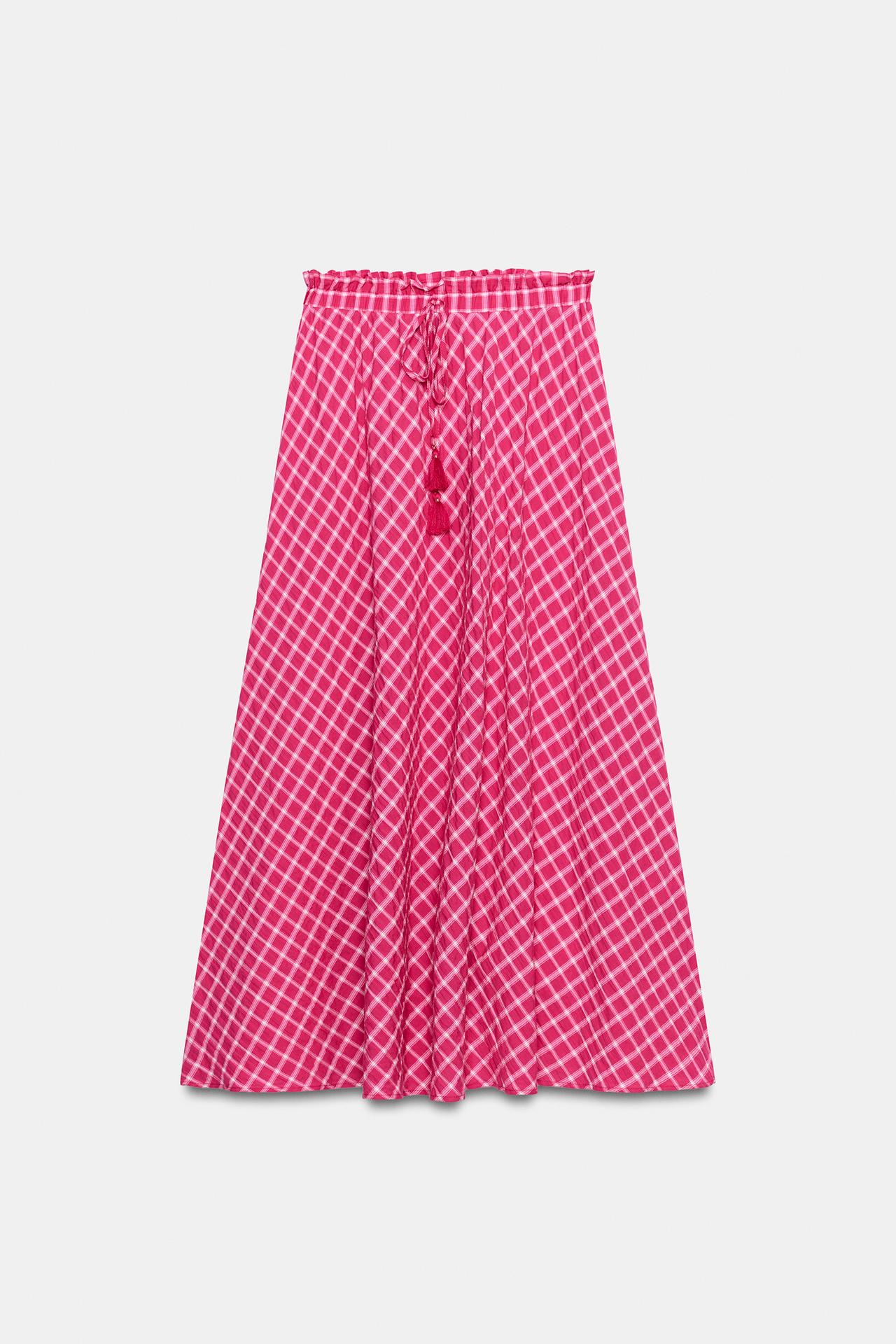 PLAID MIDI SKIRT