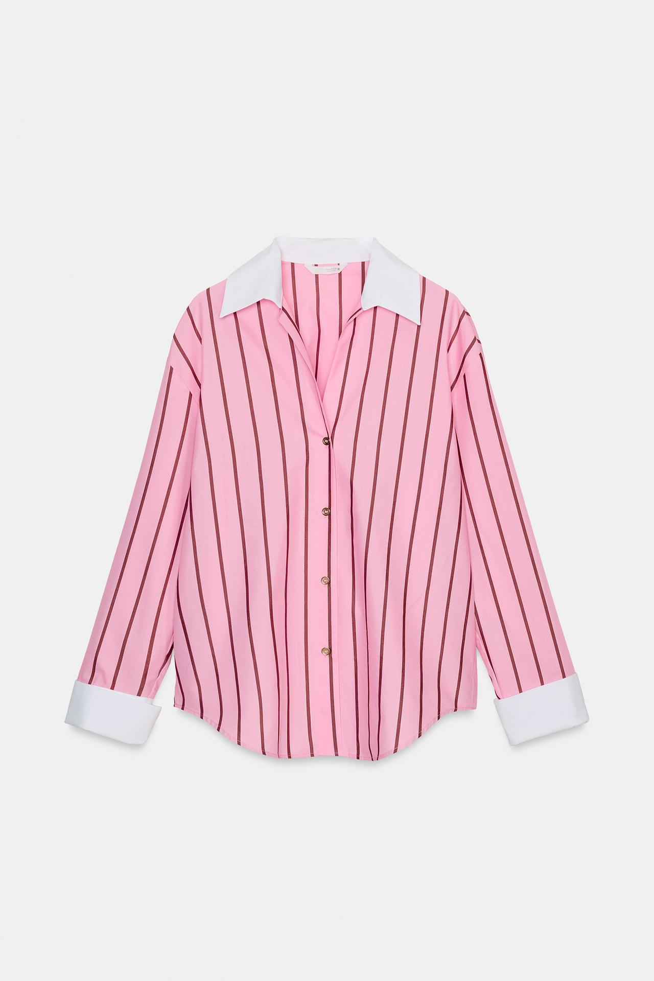 OVERSIZED STRIPED SHIRT WITH CONTRAST CUFFS