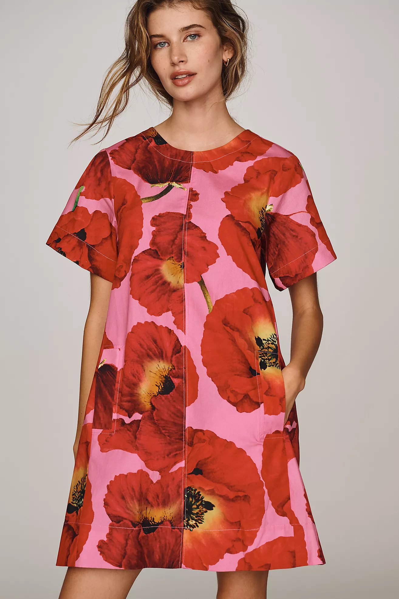 Emmy Short-Sleeve Swing Mini Dress by Maeve