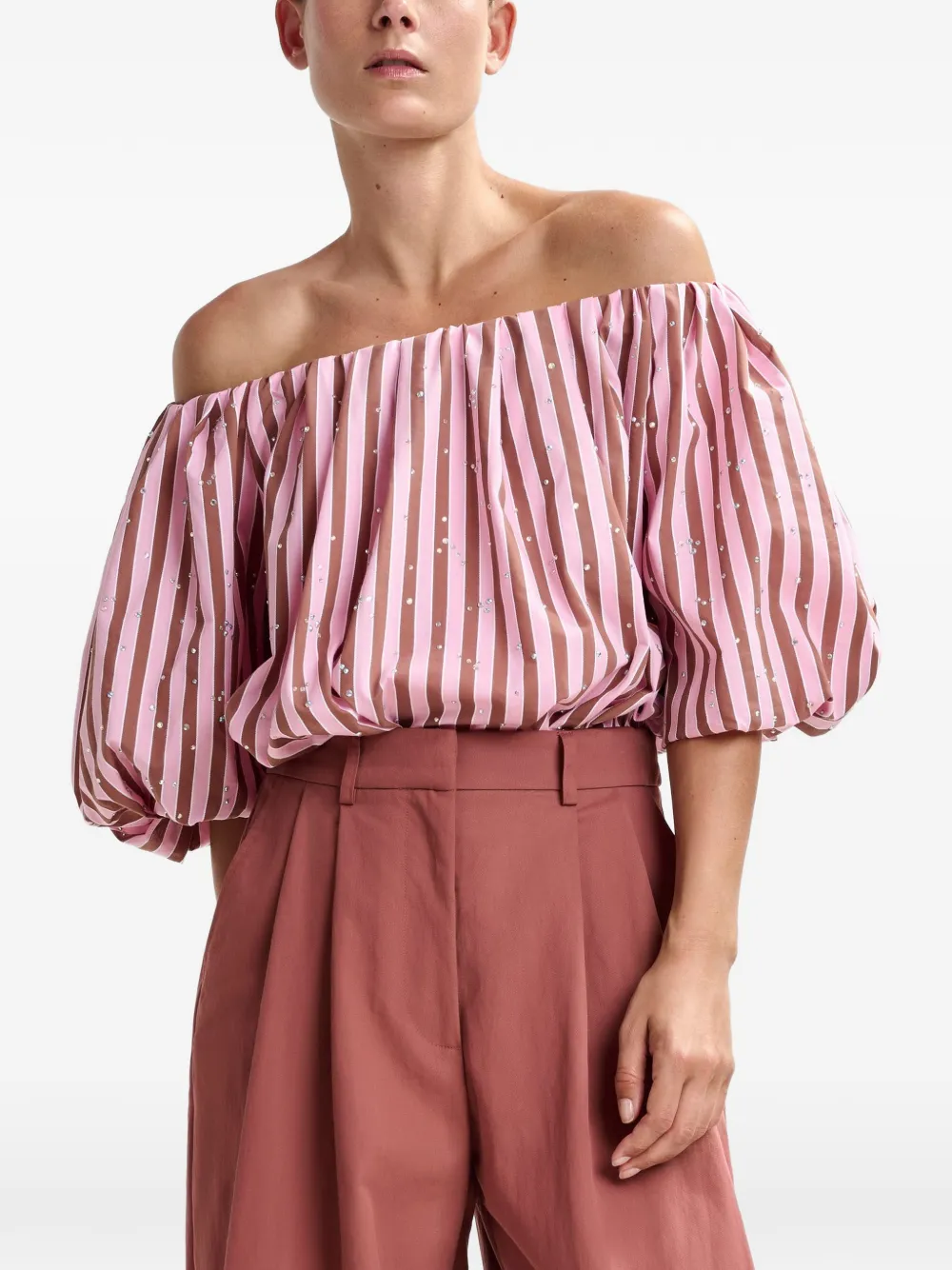 Striped embellished blouse