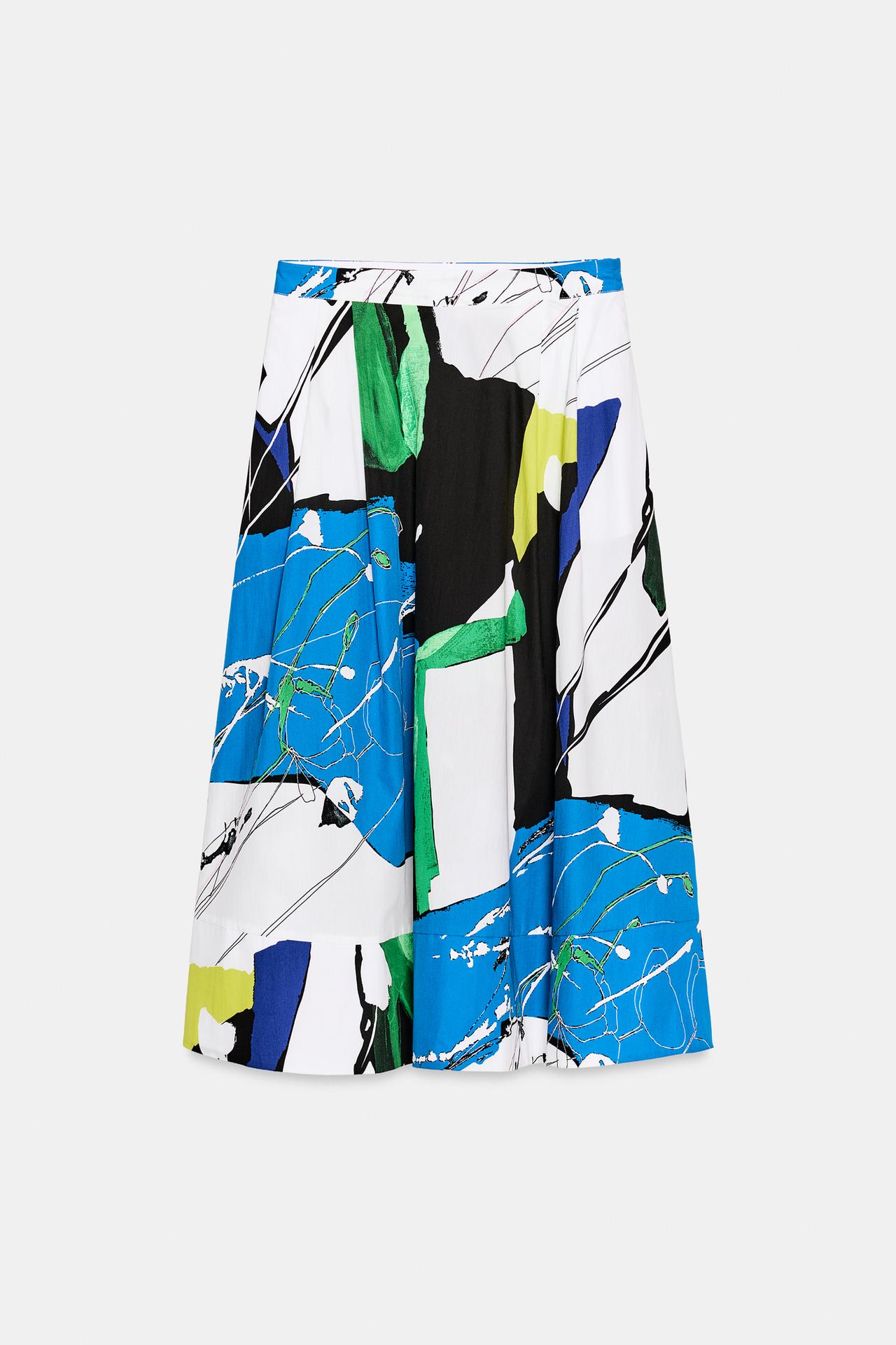 PLEATED PRINTED MIDI SKIRT