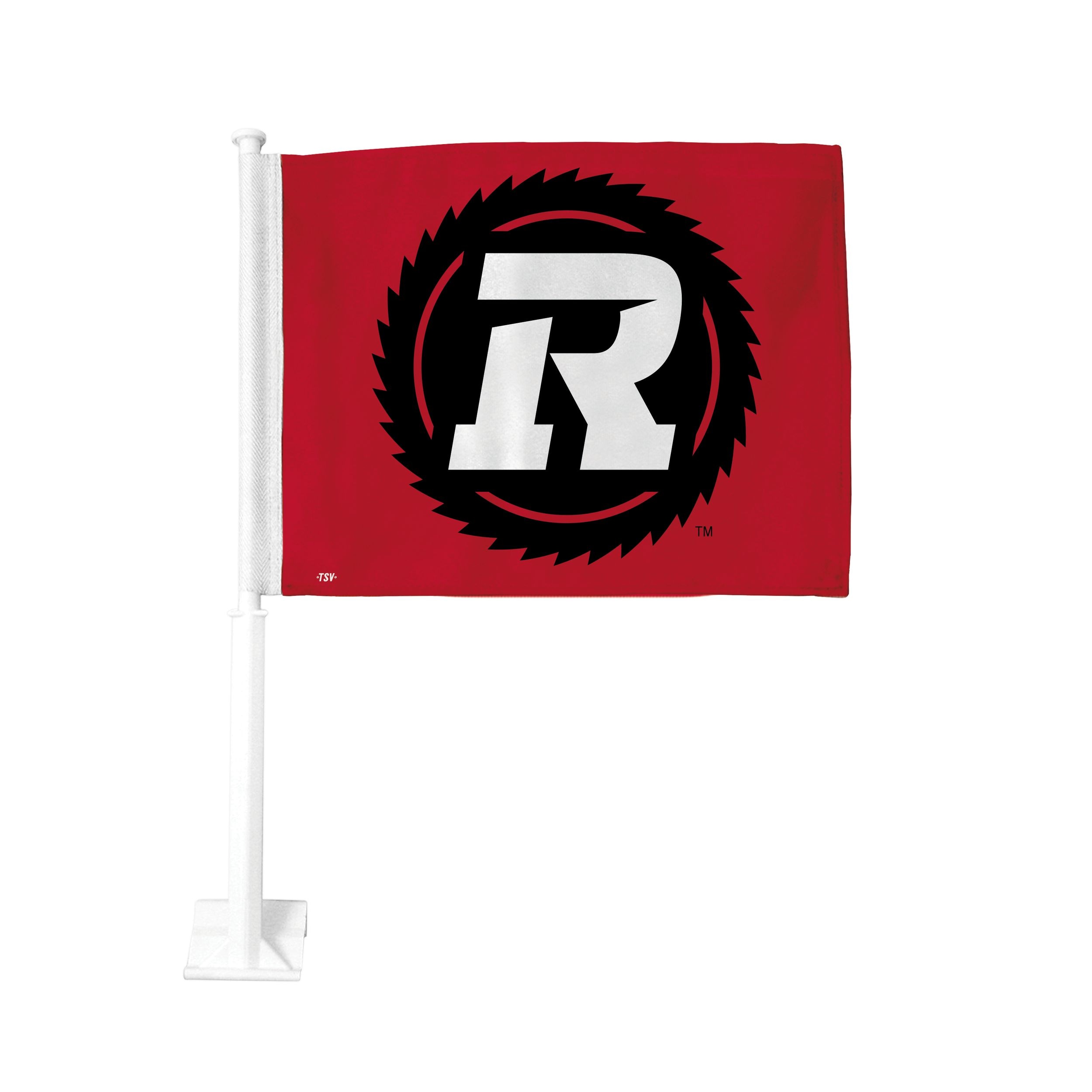 Drapeau pour voiture Rouge et noir d'Ottawa avec poteau de montage de 19 po pour amateurs et collectionneurs de football de la LCF