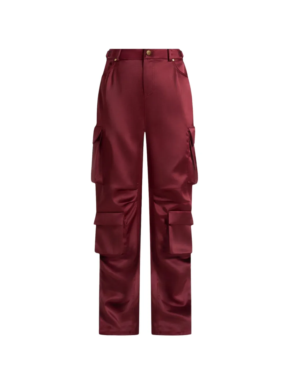 Emilie high-waisted satin wine red cargo pants