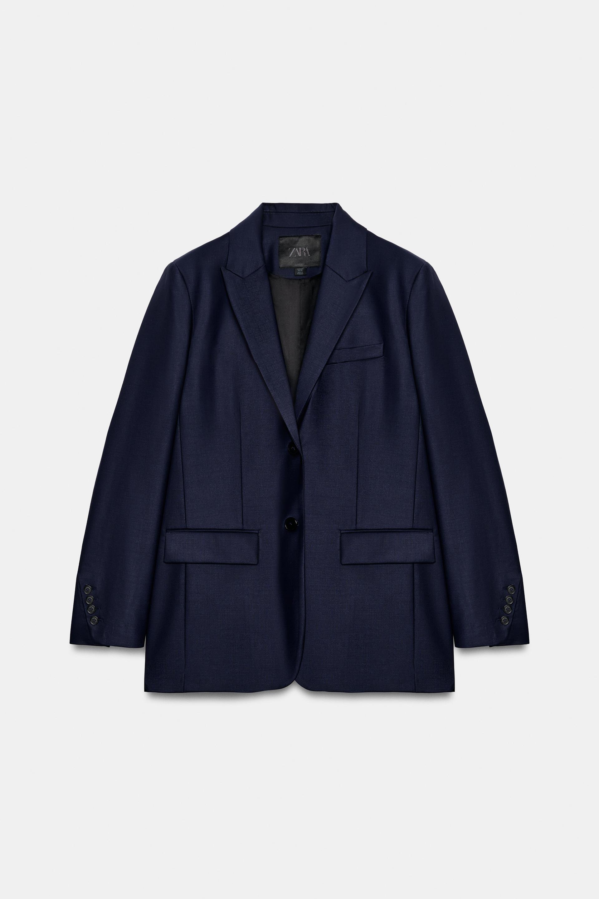 ZW COLLECTION WOOL-BLEND STRAIGHT-FIT BLAZER