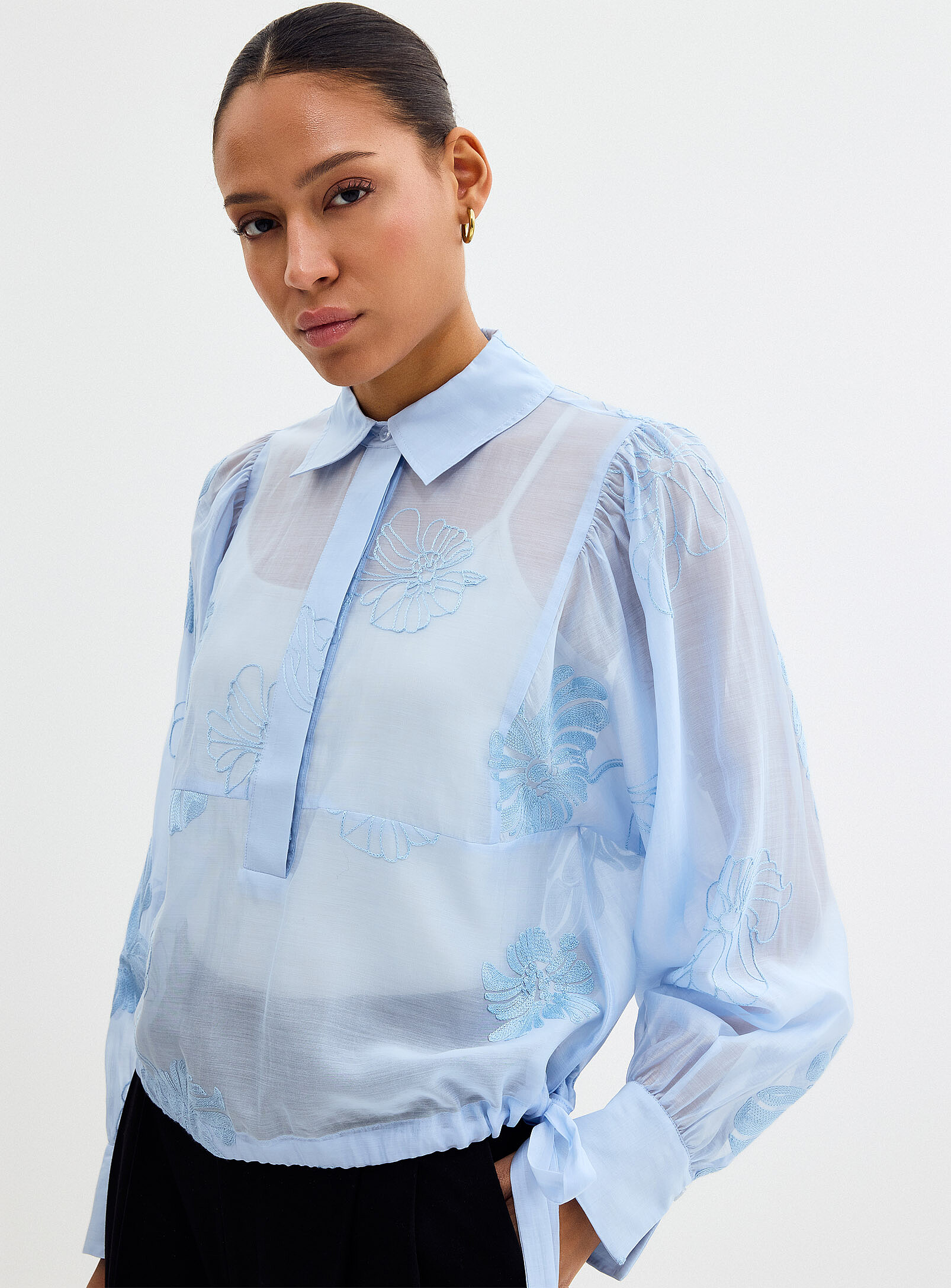 Vira embroidered sky blouse