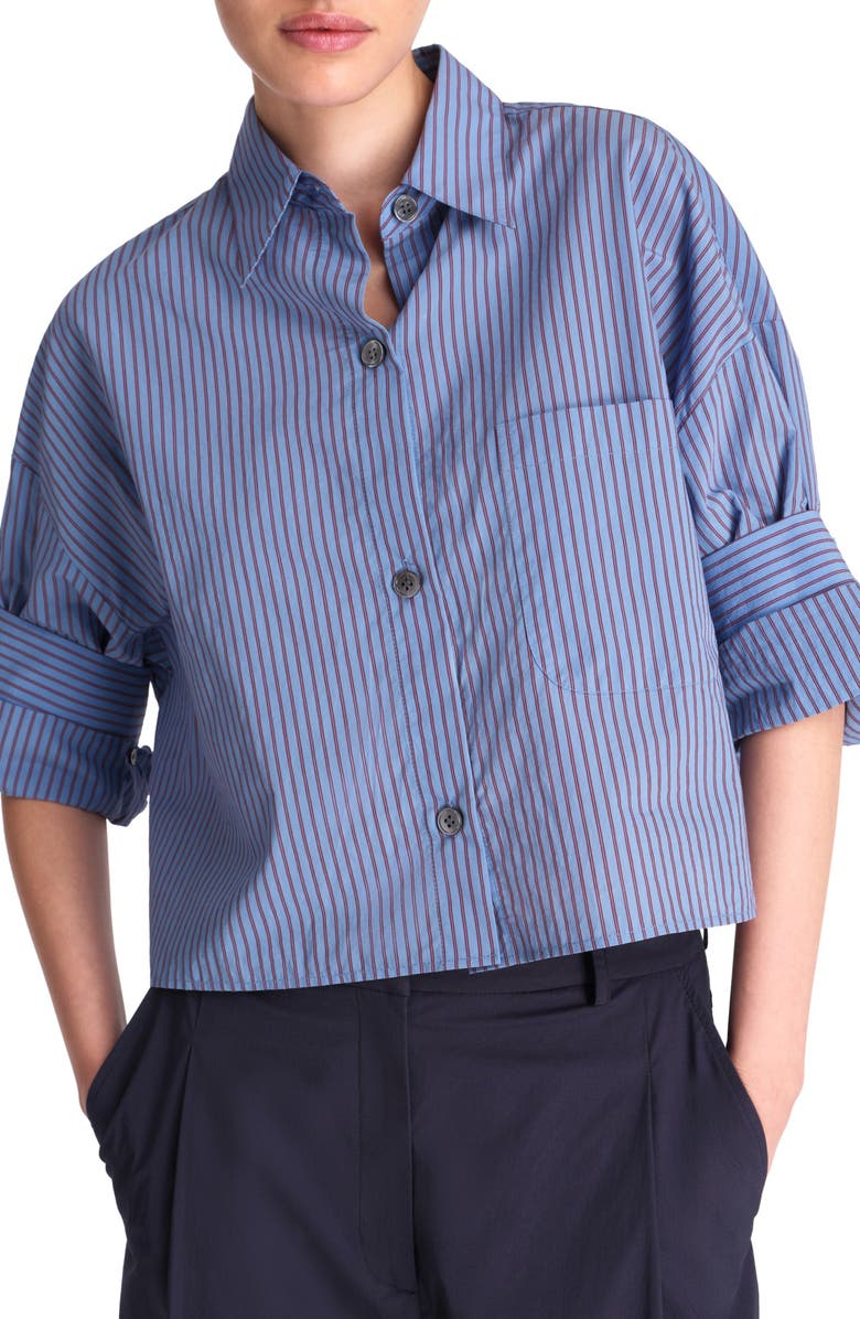 Next Ex Stripe Crop Button-Up Shirt