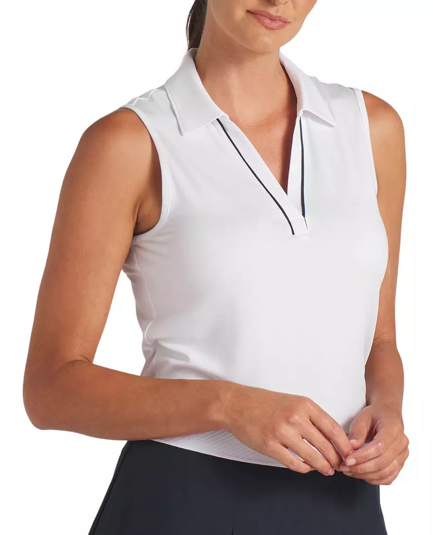 PUMA Women's CLOUDSPUN Piped Sleeveless Golf Polo