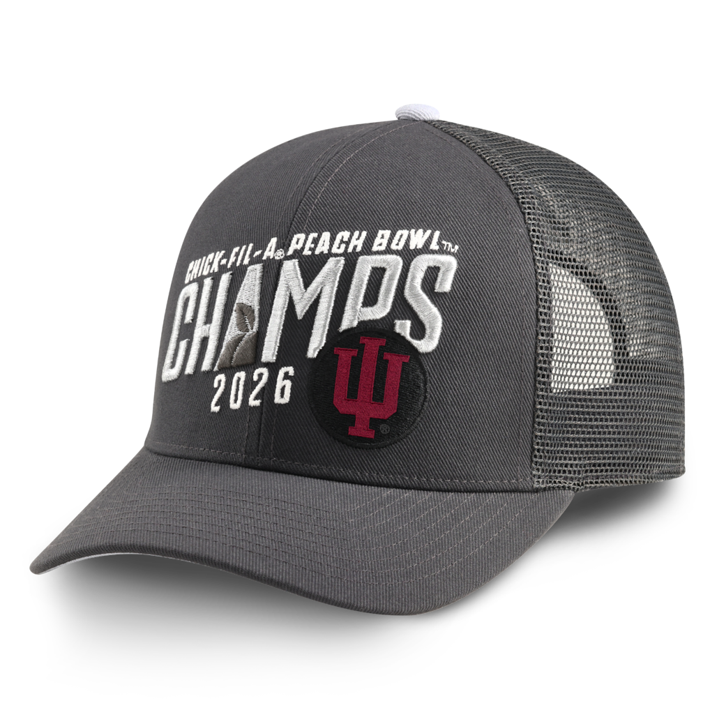 Indiana Hoosiers College Football Playoff 2026 Peach Bowl Champions Locker Room Rise Adjustable Hat
